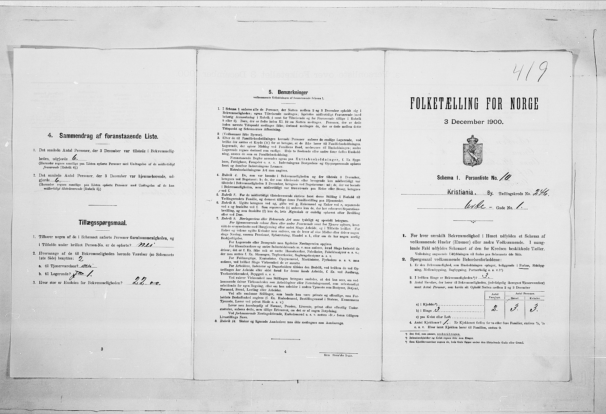 SAO, 1900 census for Kristiania, 1900, p. 108443