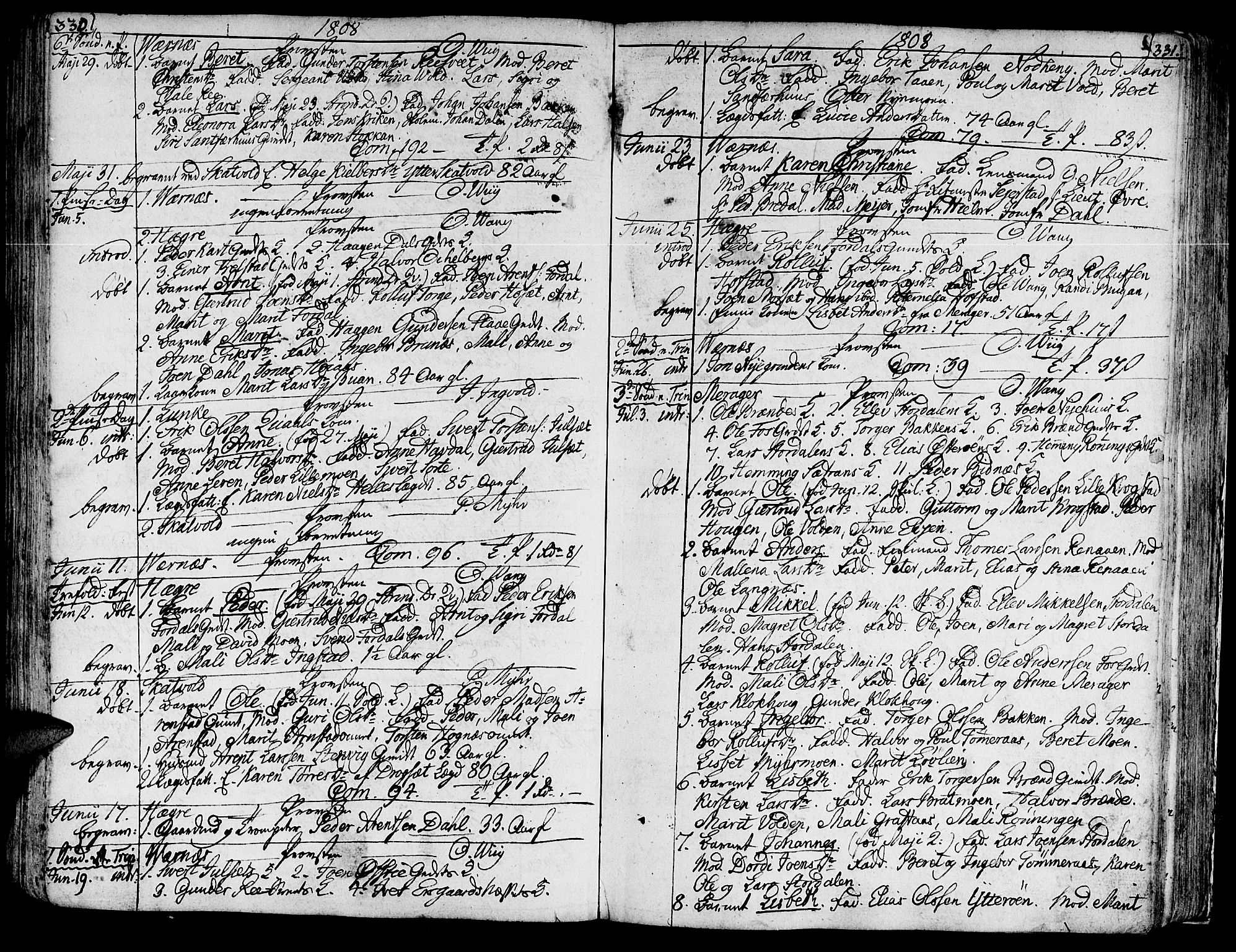 Ministerialprotokoller, klokkerbøker og fødselsregistre - Nord-Trøndelag, SAT/A-1458/709/L0060: Parish register (official) no. 709A07, 1797-1815, p. 330-331