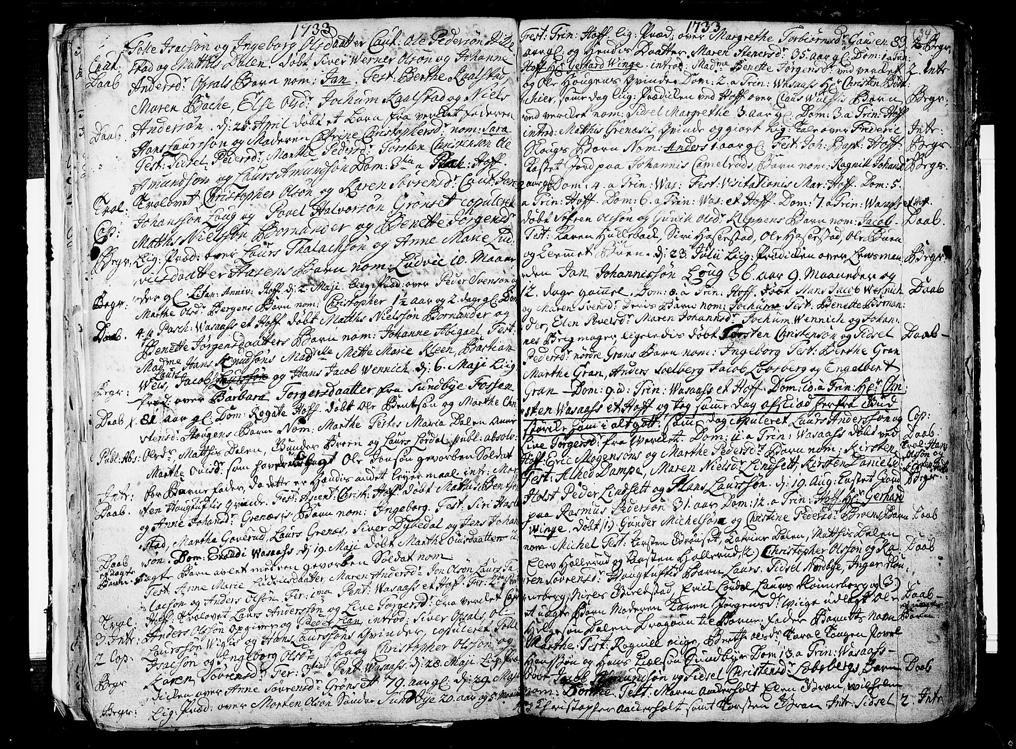 Hof kirkebøker, AV/SAKO-A-64/F/Fa/L0001: Parish register (official) no. I 1, 1704-1745, p. 34