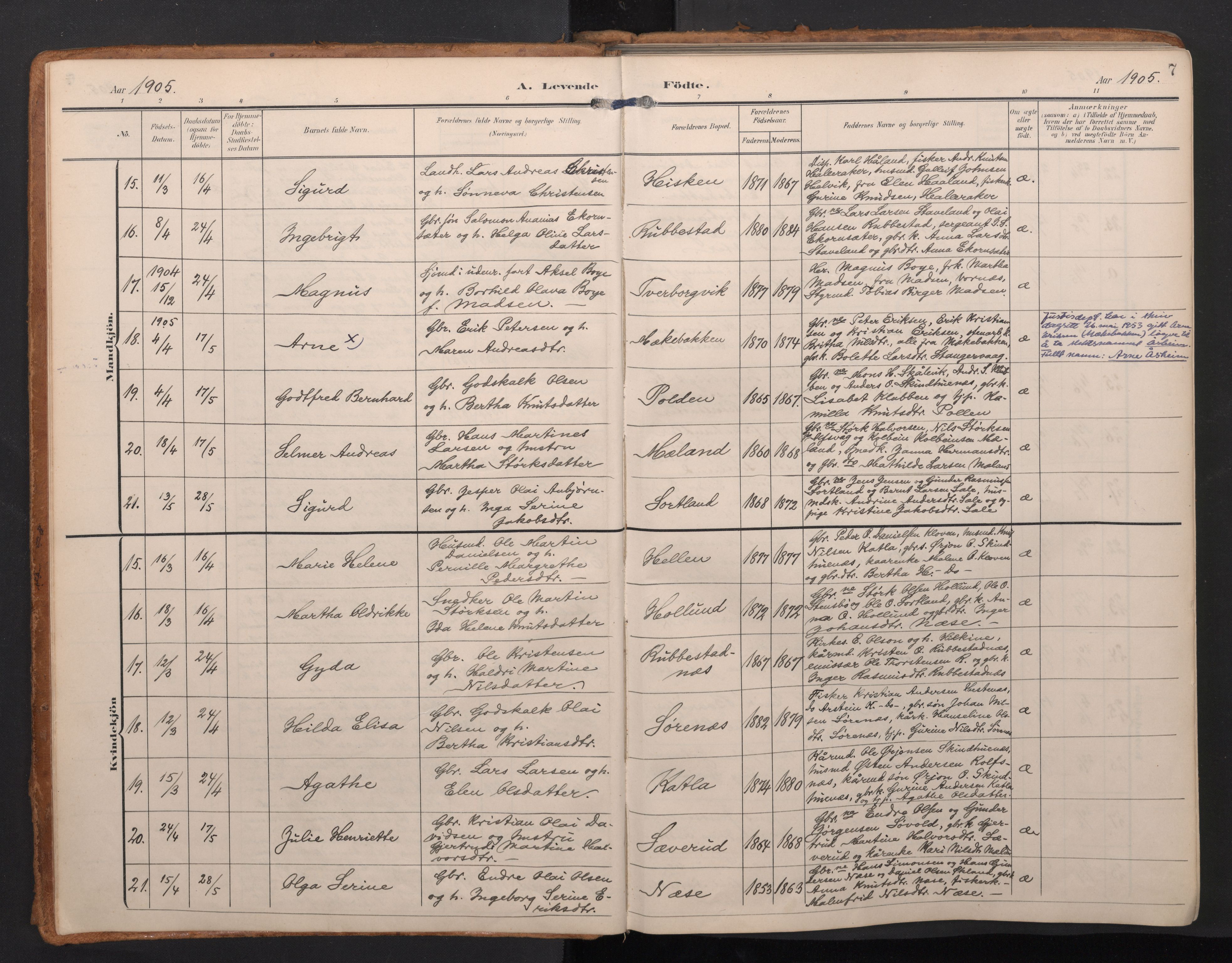 Finnås sokneprestembete, AV/SAB-A-99925/H/Ha/Haa/Haac/L0003: Parish register (official) no. C 3, 1905-1917, p. 7