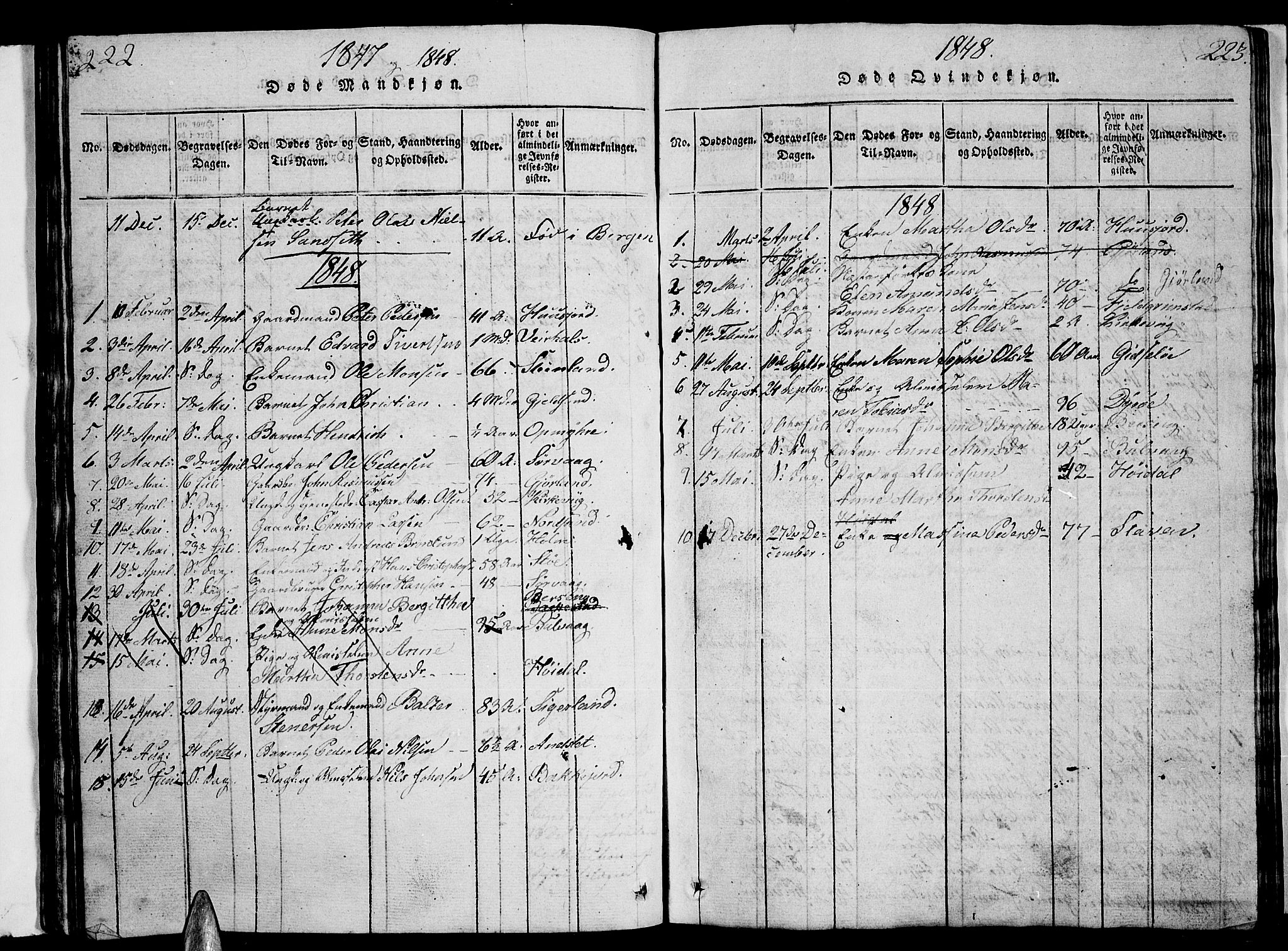 Ministerialprotokoller, klokkerbøker og fødselsregistre - Nordland, AV/SAT-A-1459/893/L1346: Parish register (copy) no. 893C01, 1820-1858, p. 222-223