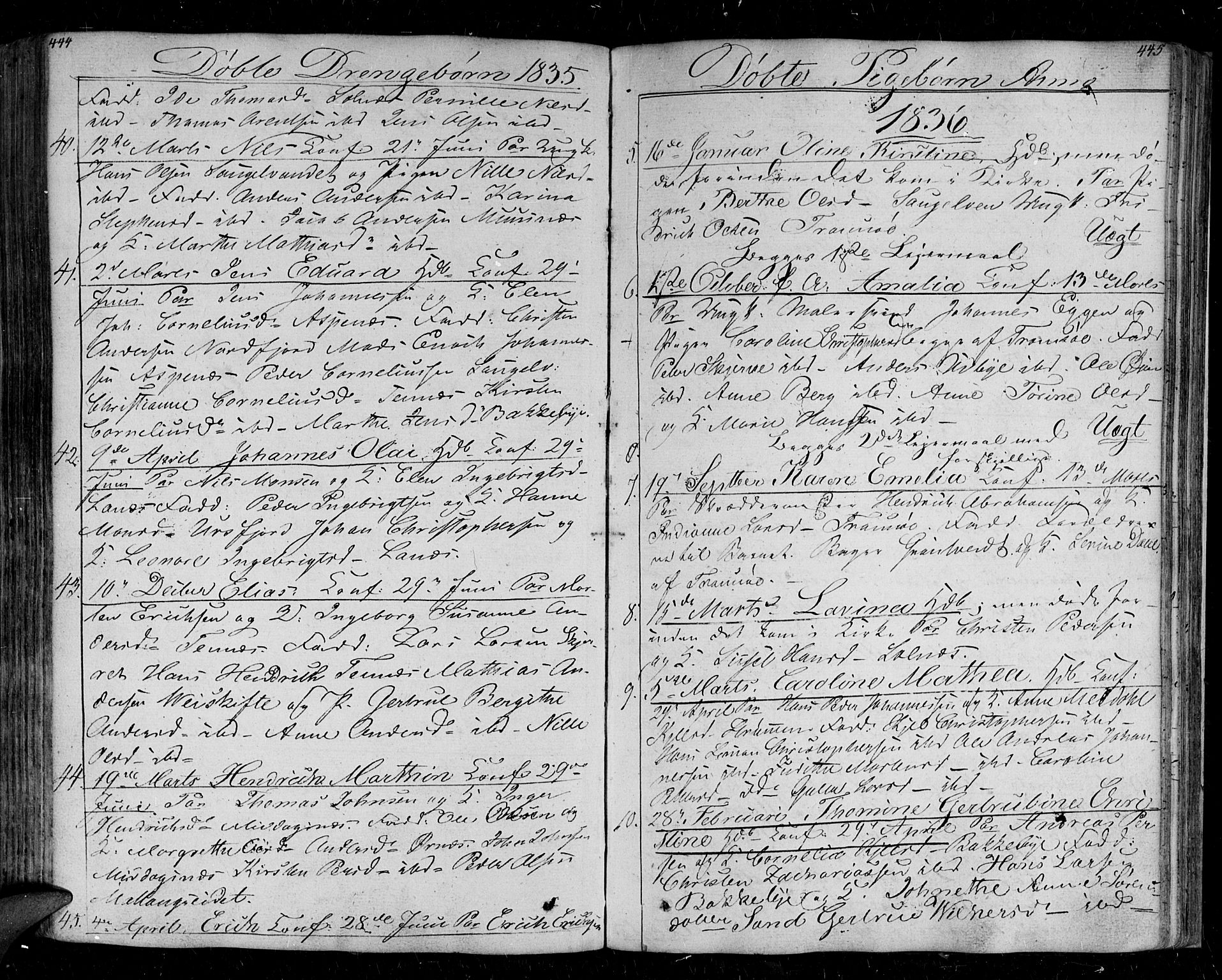 Tromsø sokneprestkontor/stiftsprosti/domprosti, SATØ/S-1343/G/Ga/L0008kirke: Parish register (official) no. 8, 1829-1837, p. 444-445