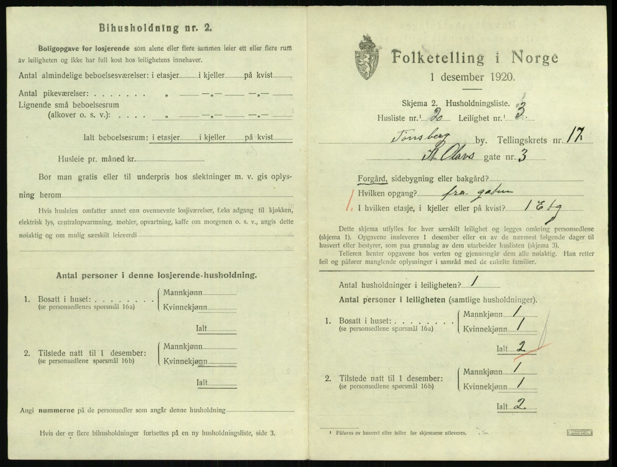 SAKO, 1920 census for Tønsberg, 1920, p. 6591