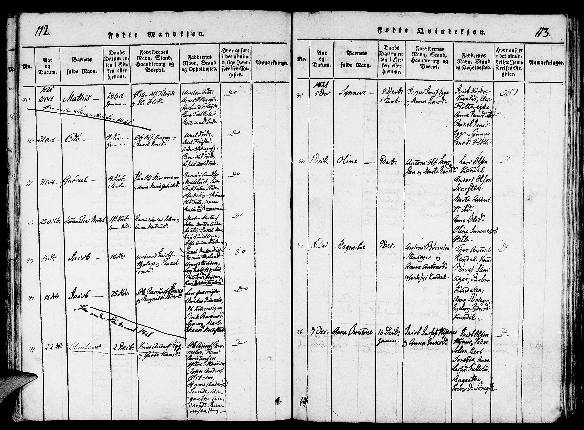 Gloppen sokneprestembete, AV/SAB-A-80101/H/Haa/Haaa/L0006: Parish register (official) no. A 6, 1816-1826, p. 112-113