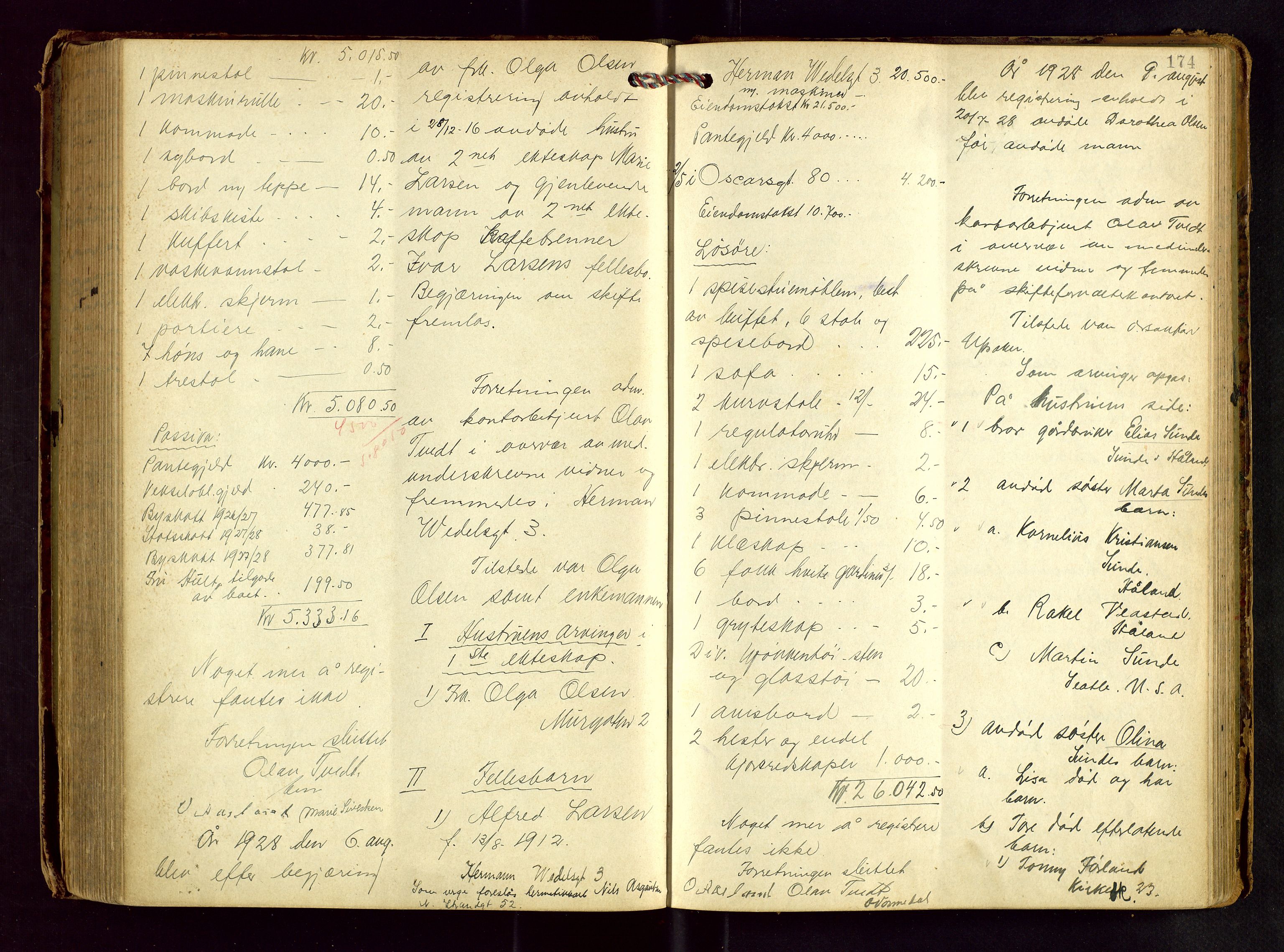 Stavanger skifteforvalter, AV/SAST-A-101412/001/5/53/533BA/L0004: Registreringsprotokoll, 1923-1930, p. 173b-174a