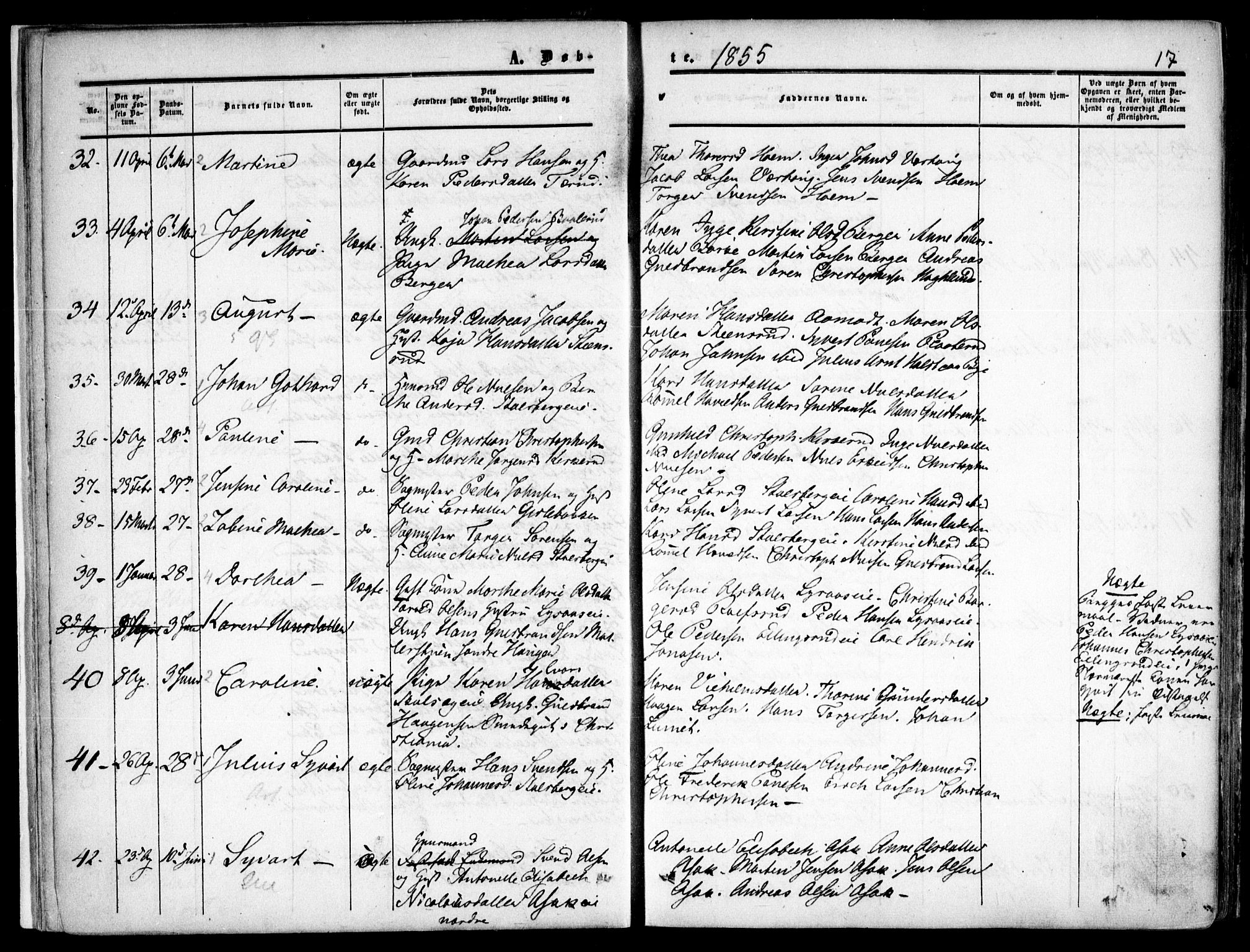 Skedsmo prestekontor Kirkebøker, SAO/A-10033a/F/Fa/L0010: Parish register (official) no. I 10, 1854-1865, p. 17