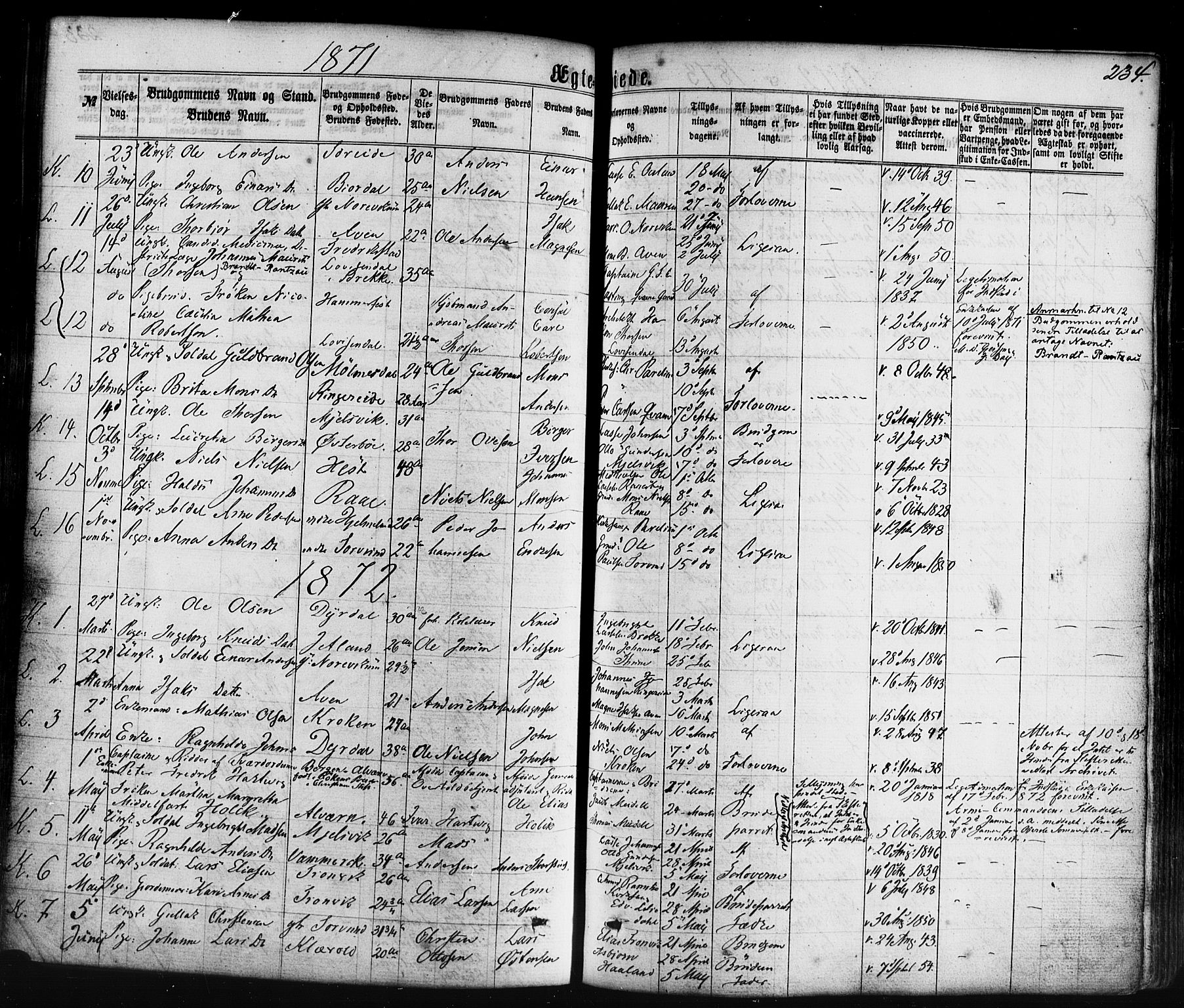Lavik sokneprestembete, SAB/A-80901: Parish register (official) no. A 4, 1864-1881, p. 234
