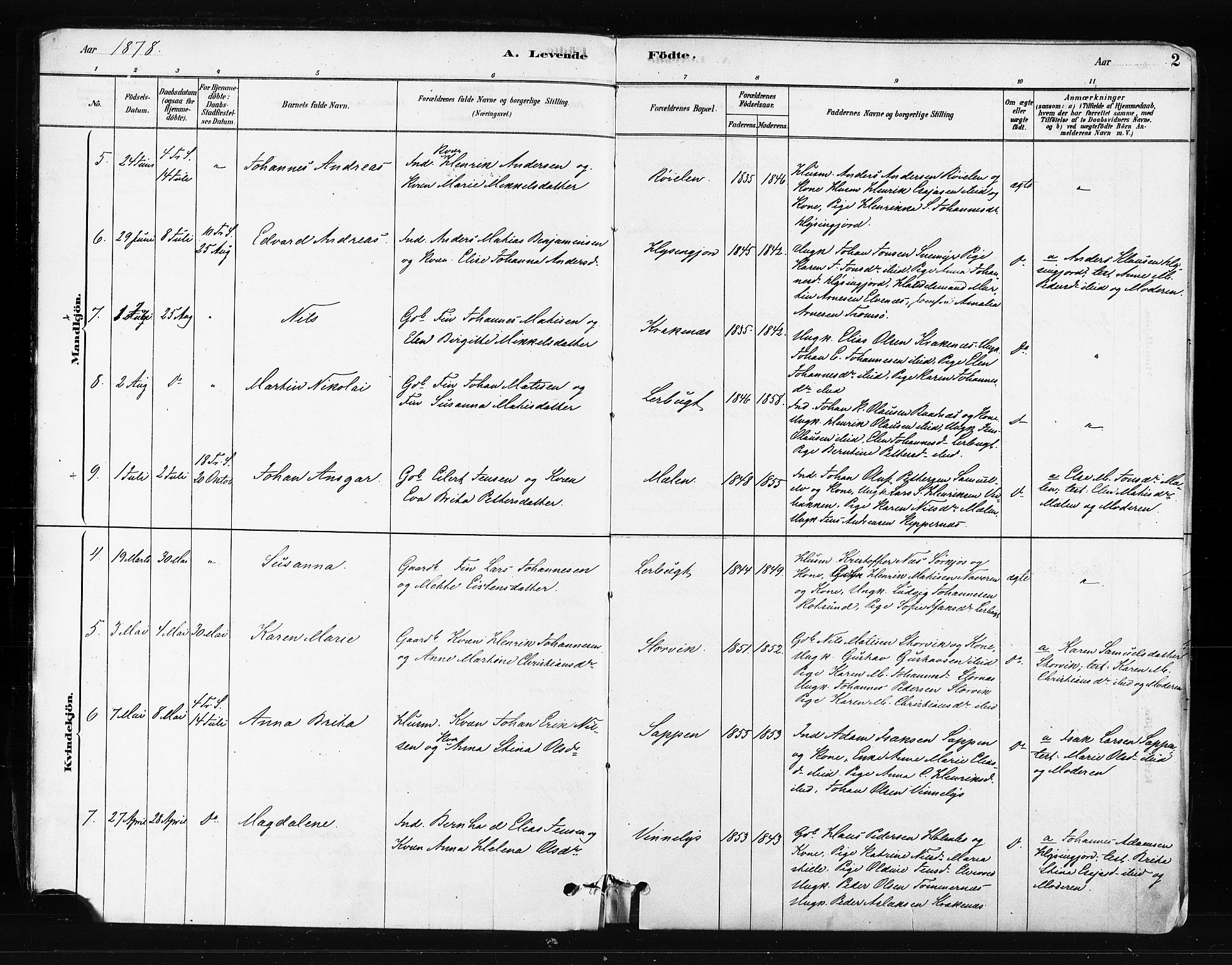 Skjervøy sokneprestkontor, SATØ/S-1300/H/Ha/Haa/L0014kirke: Parish register (official) no. 14, 1878-1894, p. 2