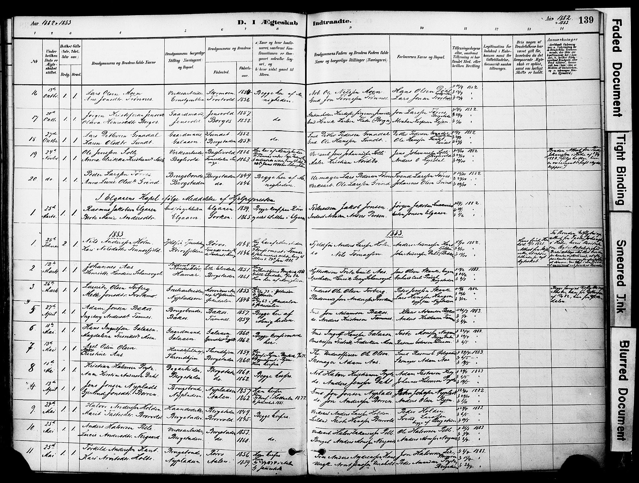 Ministerialprotokoller, klokkerbøker og fødselsregistre - Sør-Trøndelag, SAT/A-1456/681/L0933: Parish register (official) no. 681A11, 1879-1890, p. 139