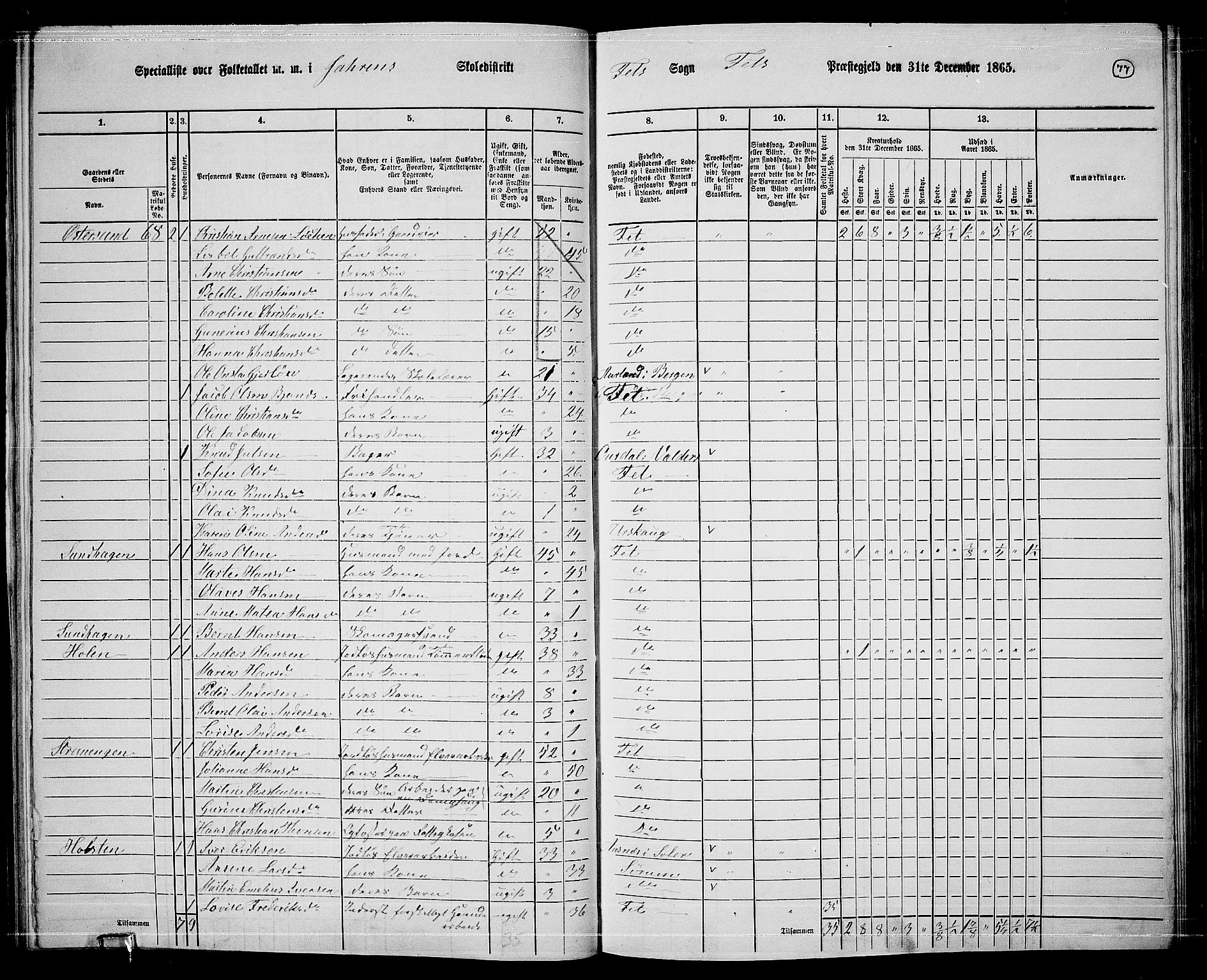 RA, 1865 census for Fet, 1865, p. 71