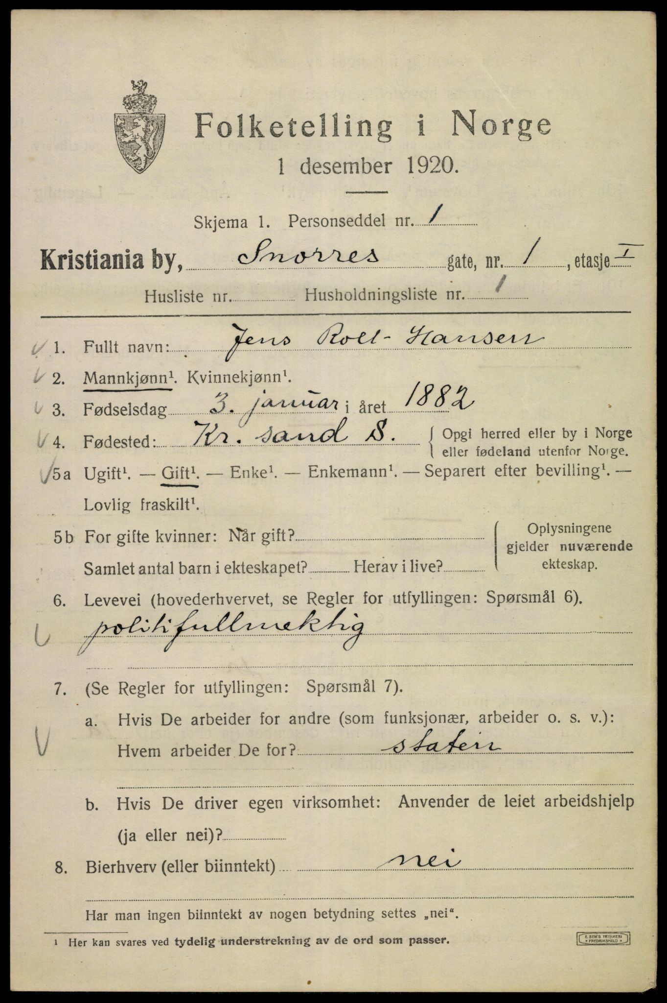 SAO, 1920 census for Kristiania, 1920, p. 522031