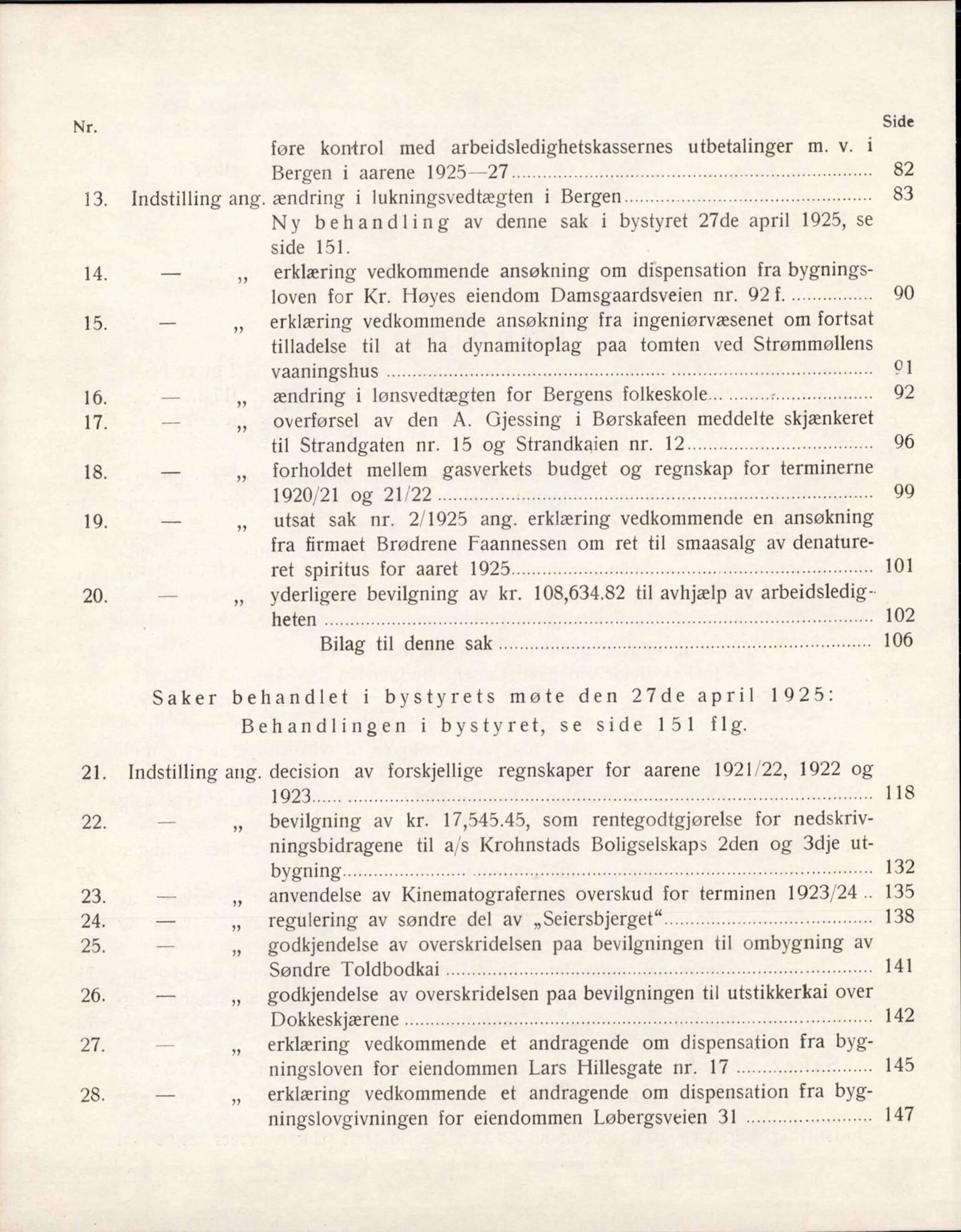 Bergen kommune. Formannskapet, BBA/A-0003/Ad/L0110: Bergens Kommuneforhandlinger, bind I, 1925