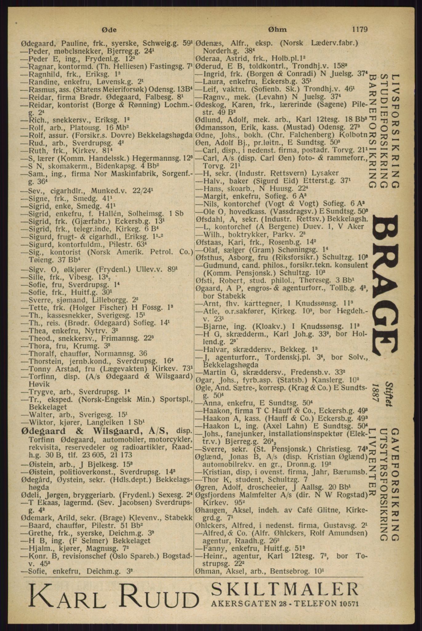 Kristiania/Oslo adressebok, PUBL/-, 1927, p. 1179