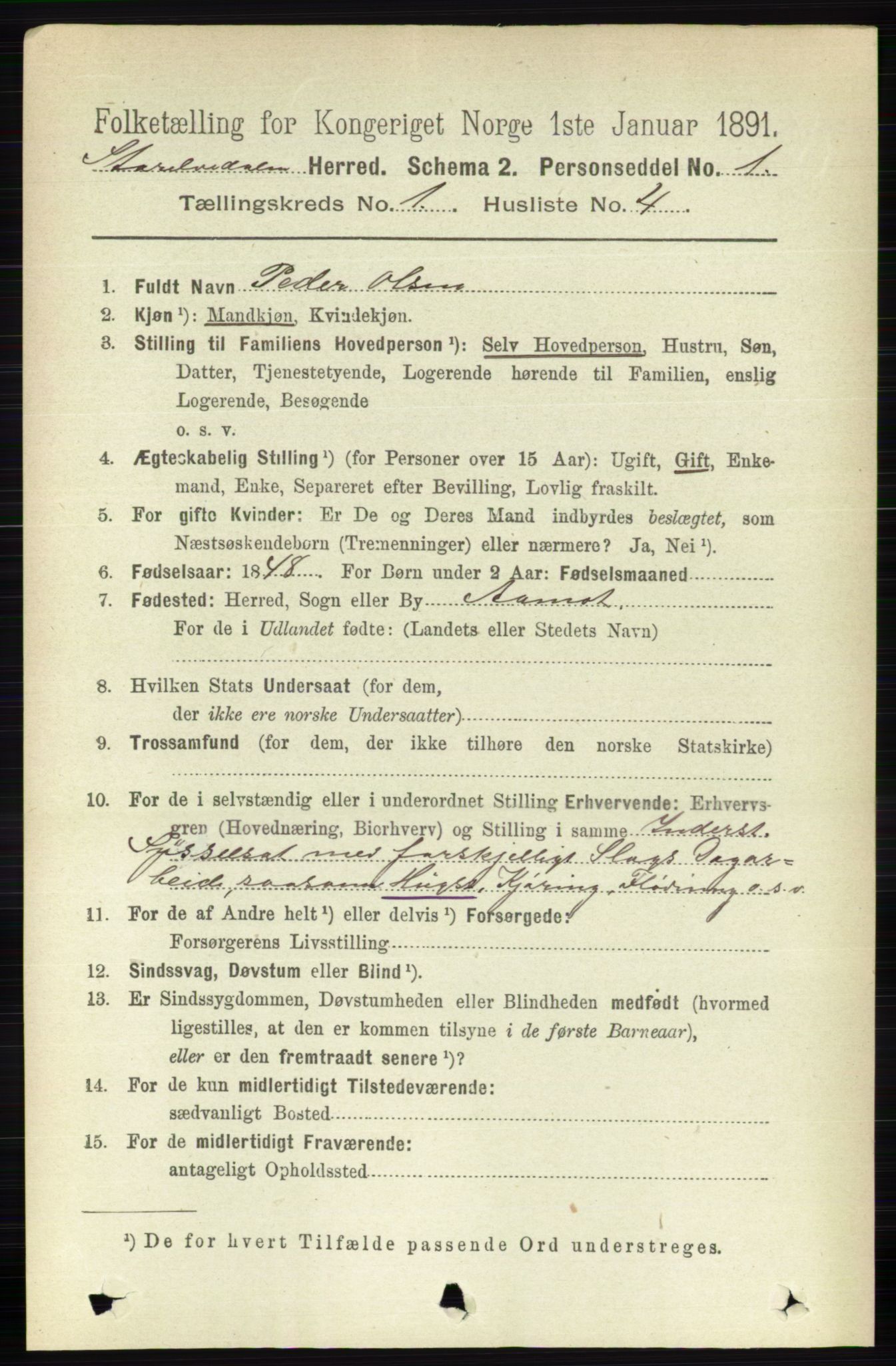 RA, 1891 census for 0430 Stor-Elvdal, 1891, p. 88