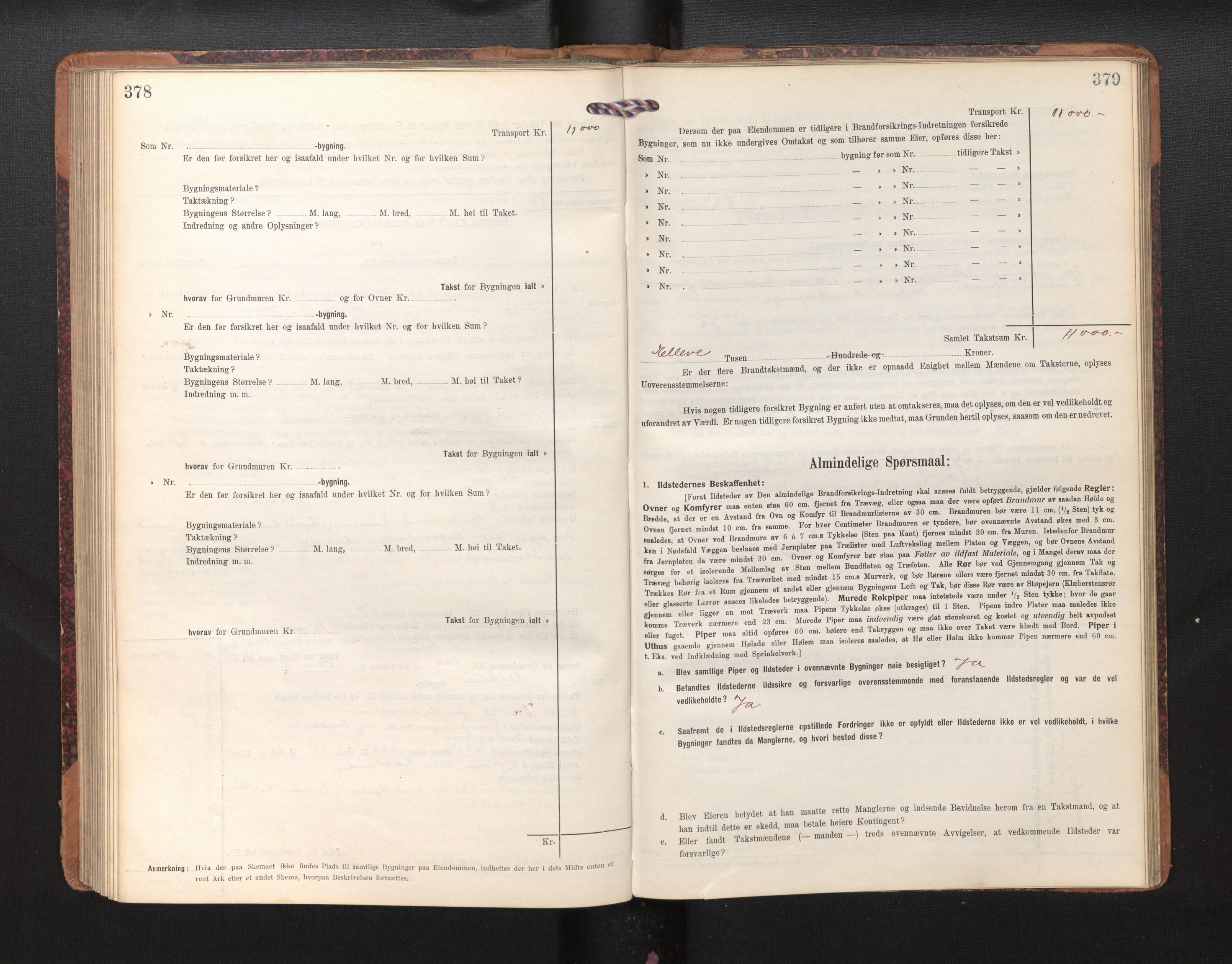 Lensmannen i Årdal, AV/SAB-A-30501/0012/L0009: Branntakstprotokoll, skjematakst, 1914-1926, p. 378-379