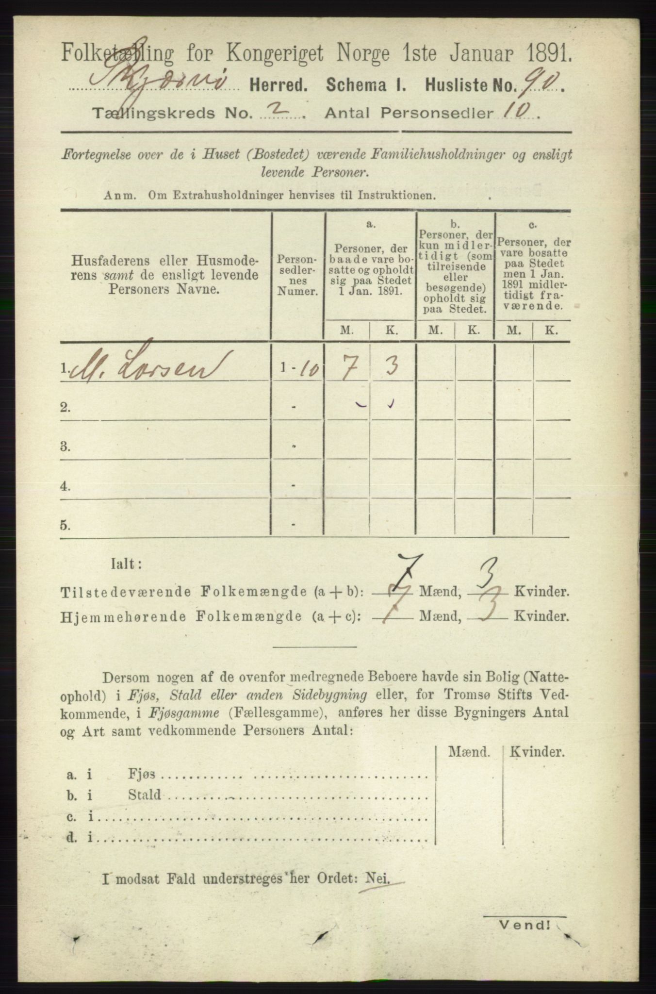 RA, 1891 census for 1941 Skjervøy, 1891, p. 1007