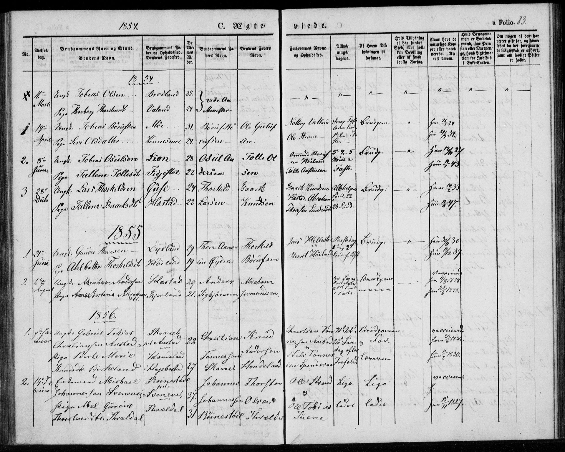 Lyngdal sokneprestkontor, AV/SAK-1111-0029/F/Fa/Fab/L0001: Parish register (official) no. A 1, 1838-1860, p. 83