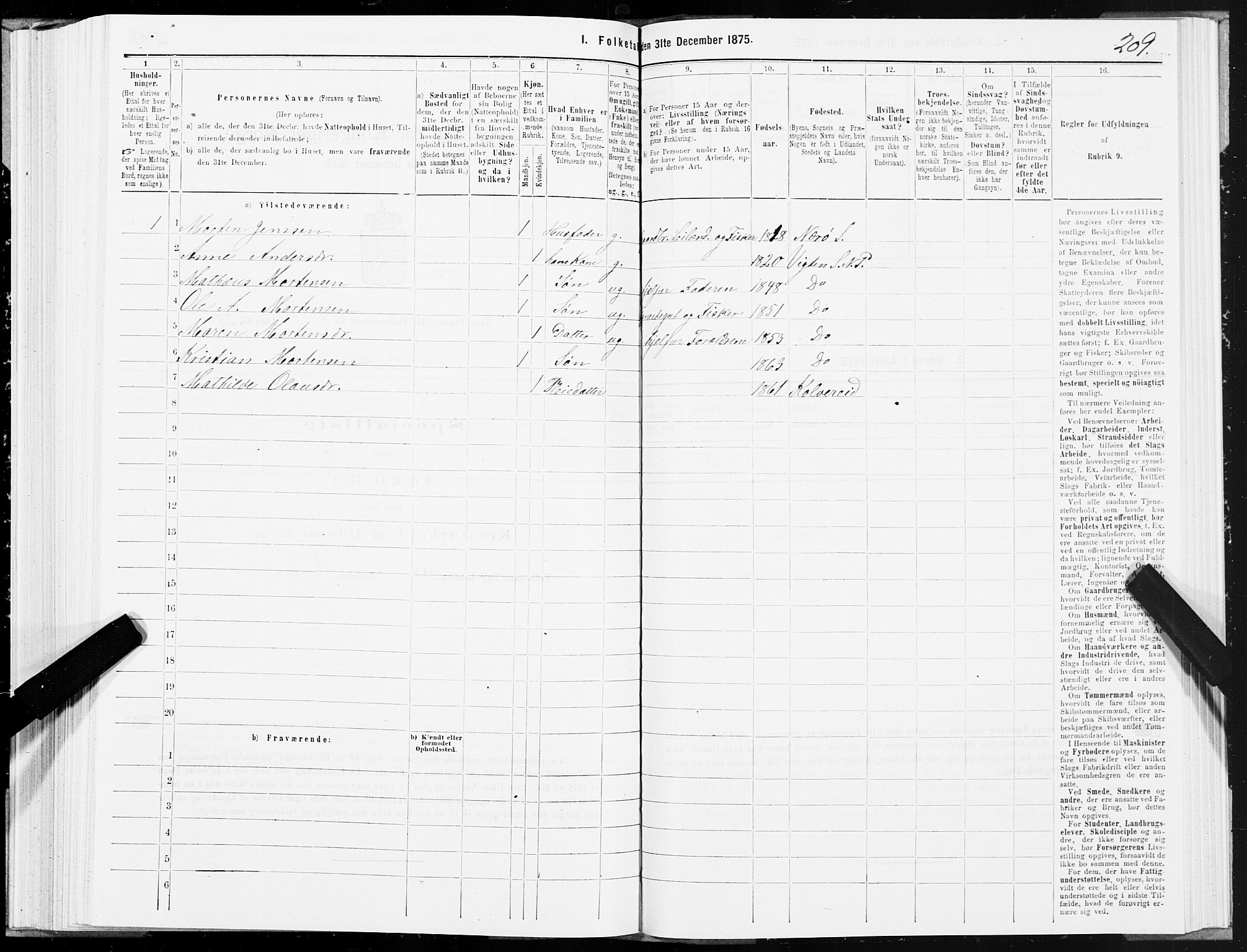 SAT, 1875 census for 1751P Nærøy, 1875, p. 3209