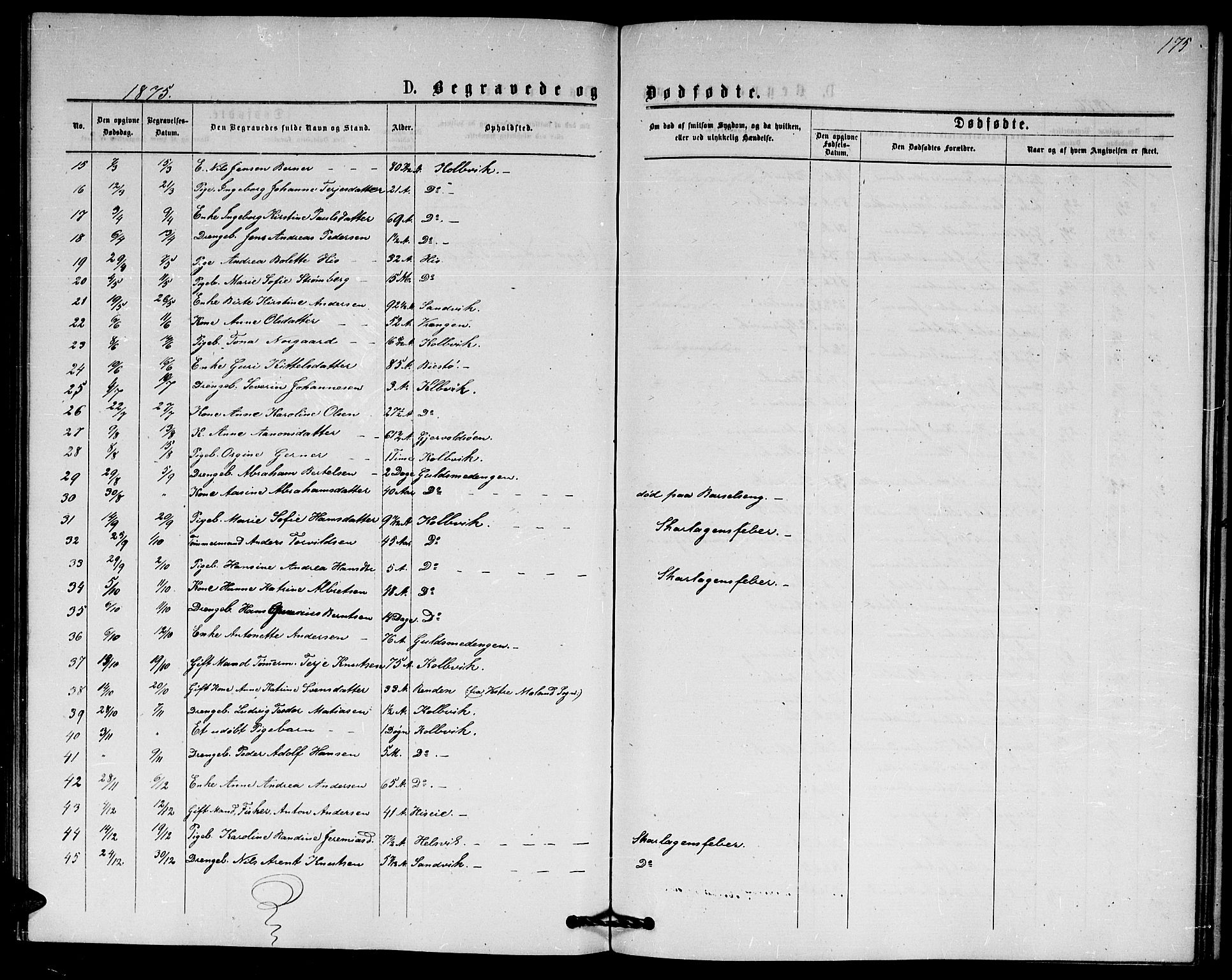 Hisøy sokneprestkontor, SAK/1111-0020/F/Fb/L0002: Parish register (copy) no. B 2, 1873-1885, p. 175