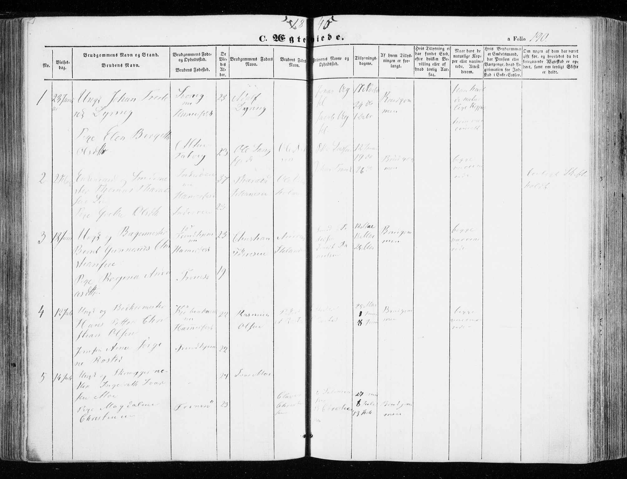 Hammerfest sokneprestkontor, SATØ/S-1347/H/Ha/L0004.kirke: Parish register (official) no. 4, 1843-1856, p. 190