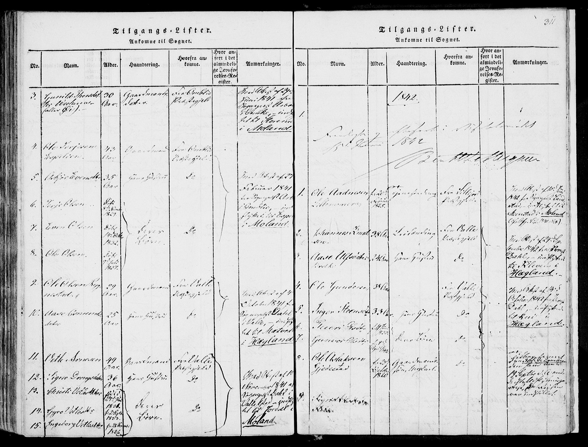 Fyresdal kirkebøker, SAKO/A-263/F/Fa/L0004: Parish register (official) no. I 4, 1815-1854, p. 311
