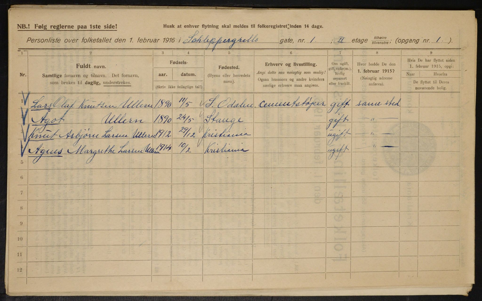 OBA, Municipal Census 1916 for Kristiania, 1916, p. 91772