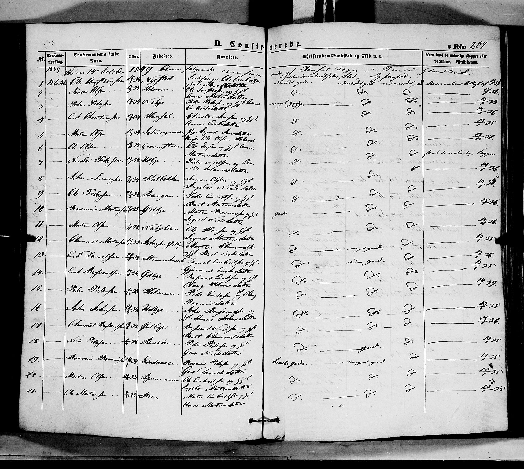 Tynset prestekontor, AV/SAH-PREST-058/H/Ha/Haa/L0020: Parish register (official) no. 20, 1848-1862, p. 209