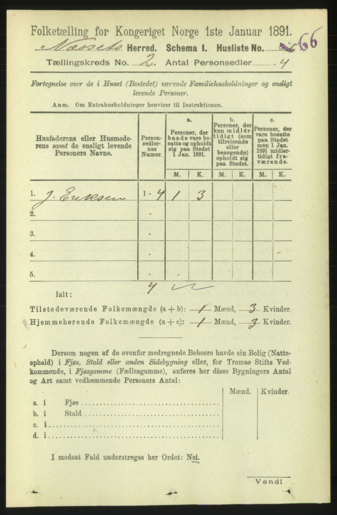 RA, 1891 census for 1543 Nesset, 1891, p. 627