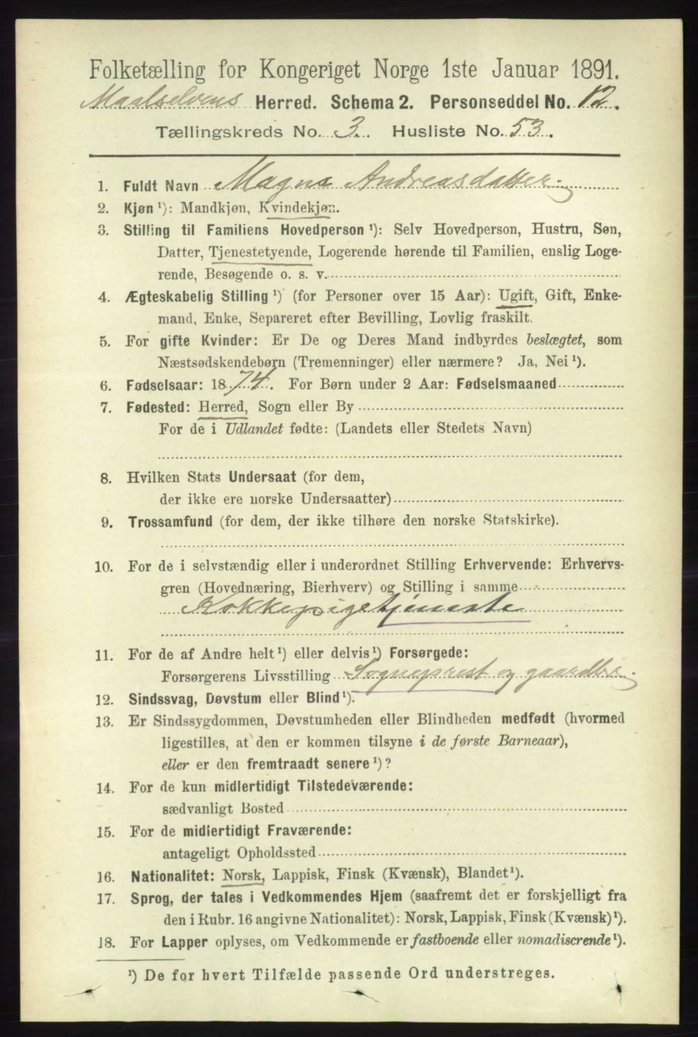 RA, 1891 census for 1924 Målselv, 1891, p. 965