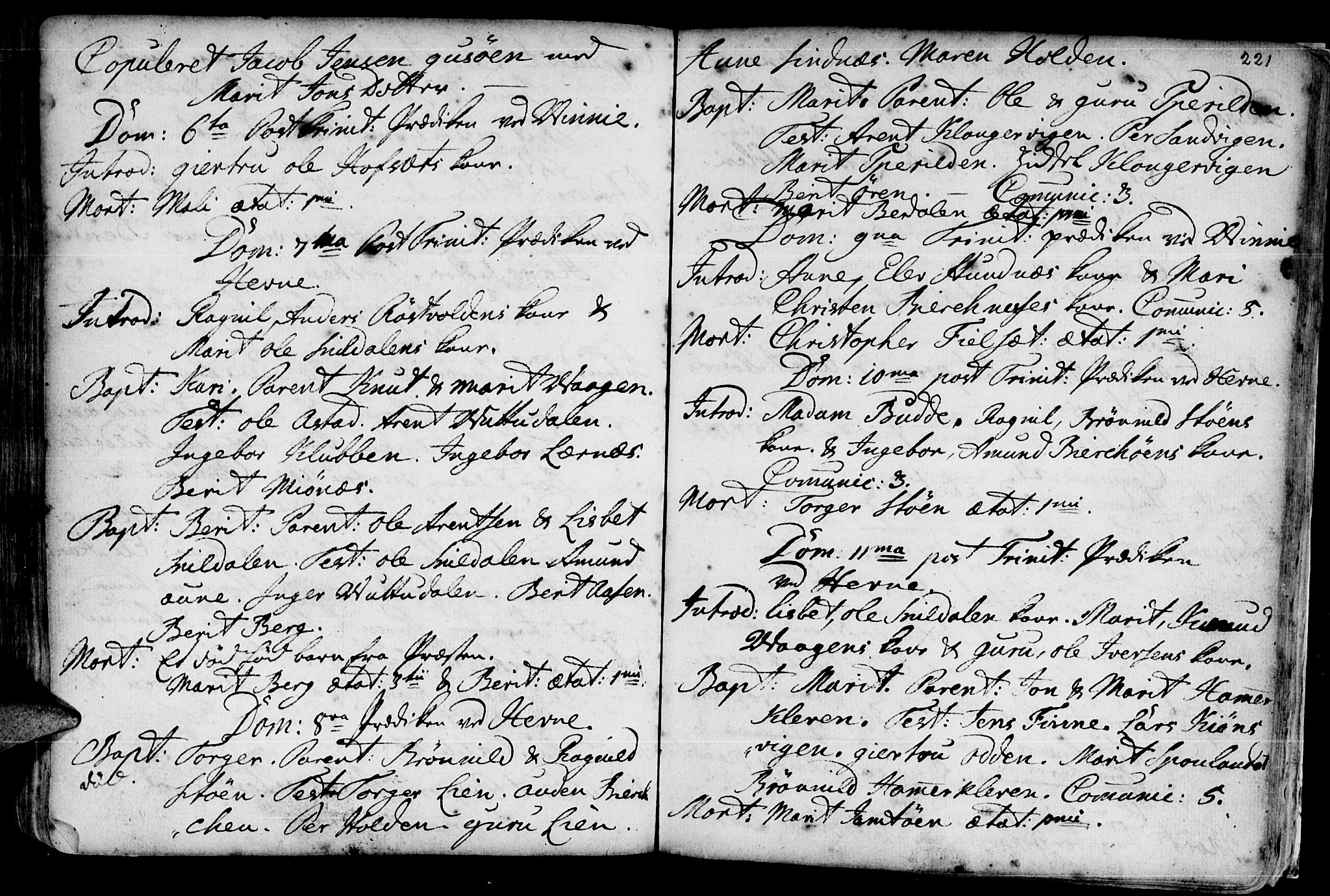 Ministerialprotokoller, klokkerbøker og fødselsregistre - Sør-Trøndelag, SAT/A-1456/630/L0488: Parish register (official) no. 630A01, 1717-1756, p. 220-221