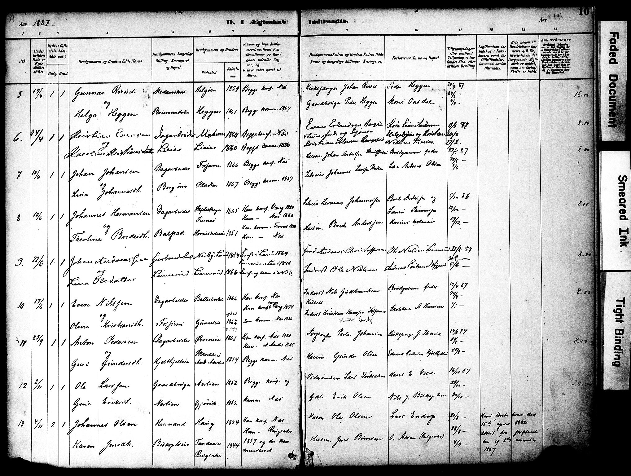 Nes prestekontor, Hedmark, AV/SAH-PREST-020/K/Ka/L0008: Parish register (official) no. 8, 1883-1905, p. 10