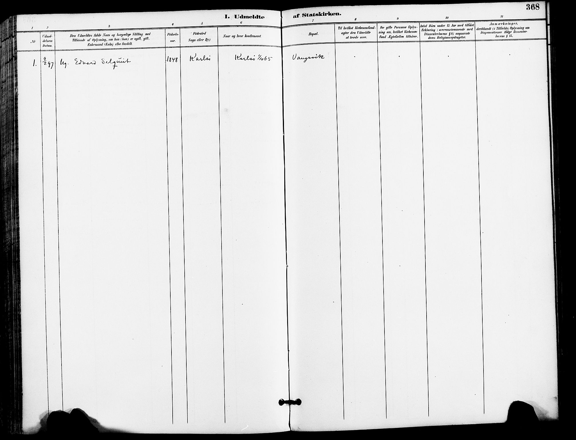 Karlsøy sokneprestembete, AV/SATØ-S-1299/H/Ha/Haa/L0007kirke: Parish register (official) no. 7, 1891-1902, p. 368