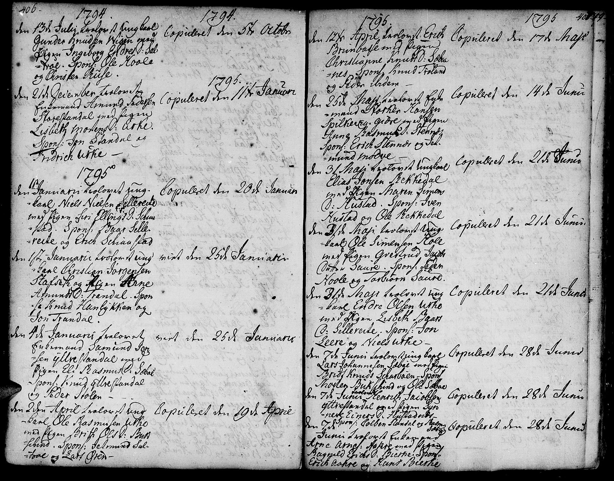 Ministerialprotokoller, klokkerbøker og fødselsregistre - Møre og Romsdal, AV/SAT-A-1454/515/L0206: Parish register (official) no. 515A02, 1765-1818, p. 406-407