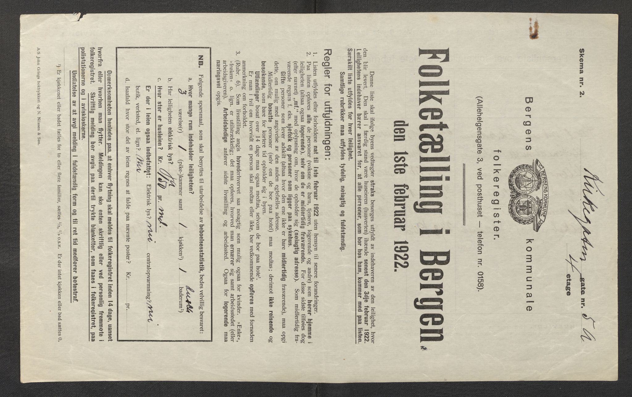 SAB, Municipal Census 1922 for Bergen, 1922, p. 18068