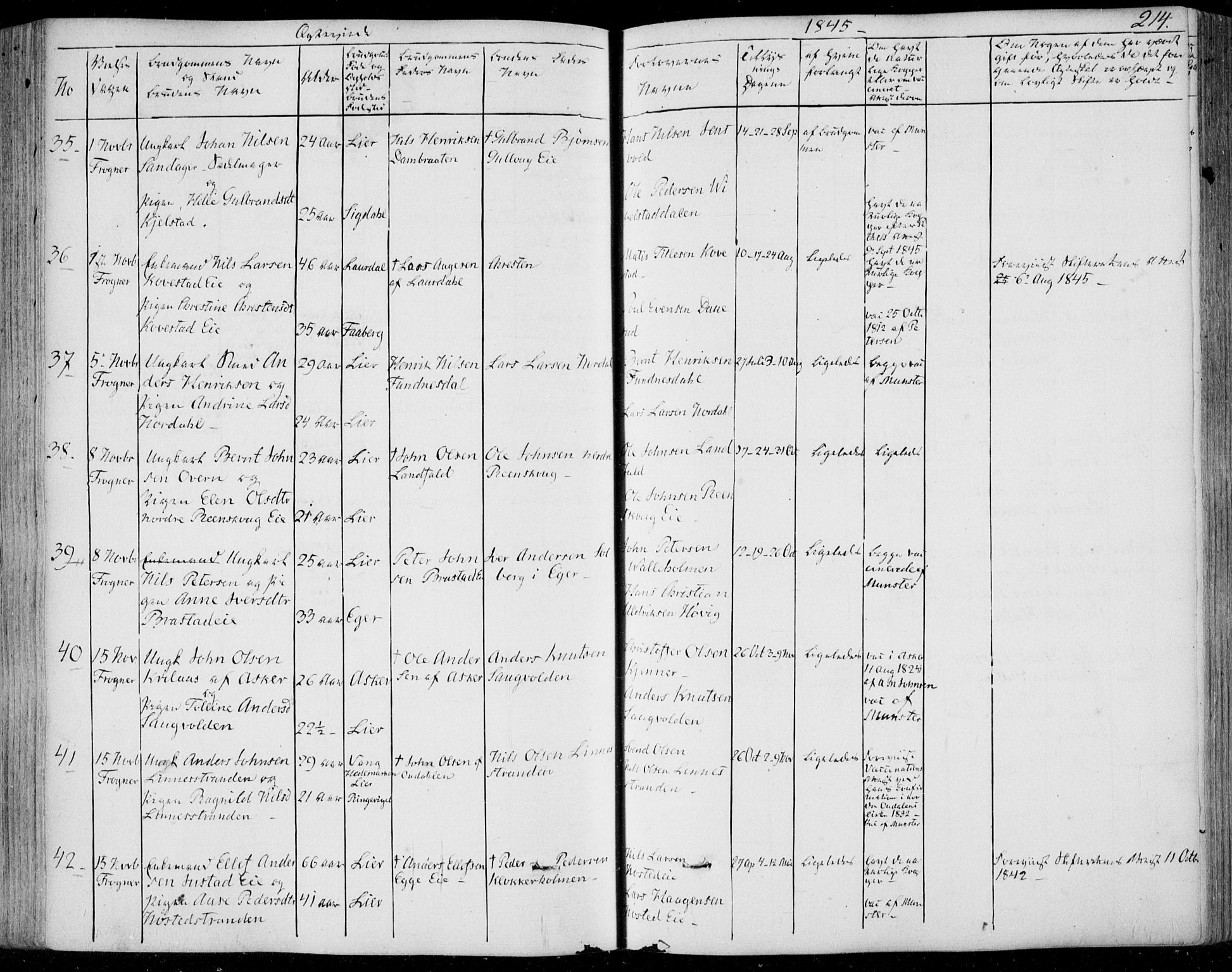 Lier kirkebøker, AV/SAKO-A-230/F/Fa/L0011: Parish register (official) no. I 11, 1843-1854, p. 214