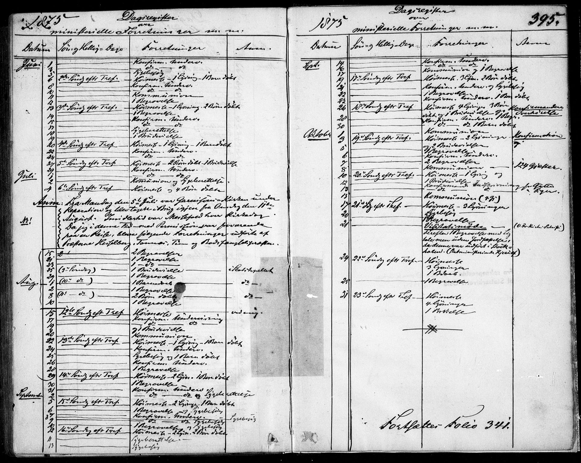 Garnisonsmenigheten Kirkebøker, SAO/A-10846/F/Fa/L0011: Parish register (official) no. 11, 1870-1880, p. 395