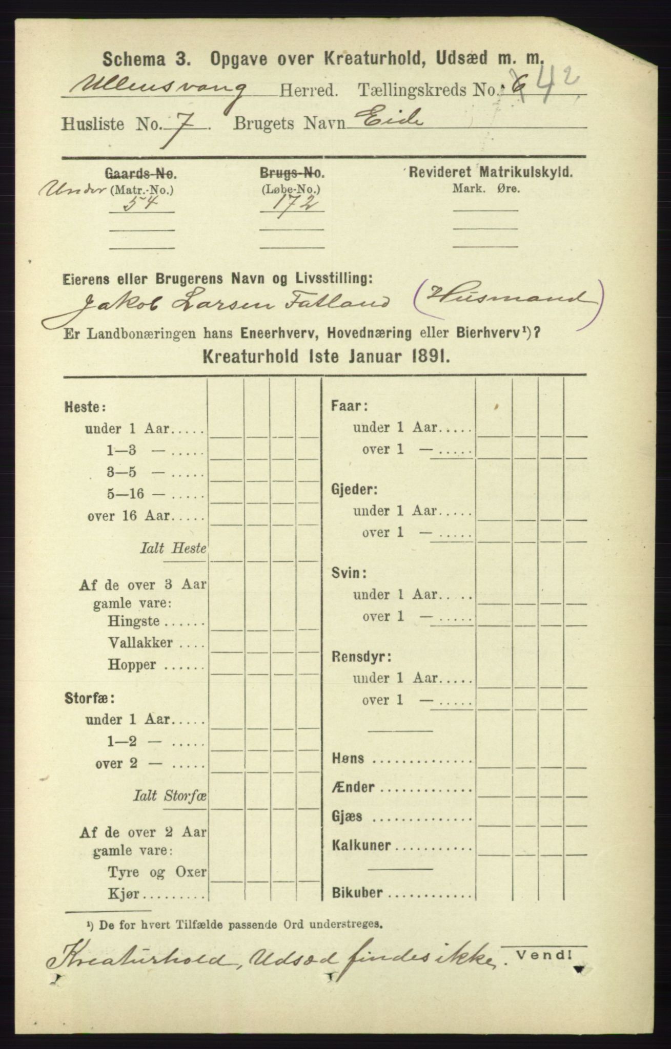 RA, 1891 census for 1230 Ullensvang, 1891, p. 6918