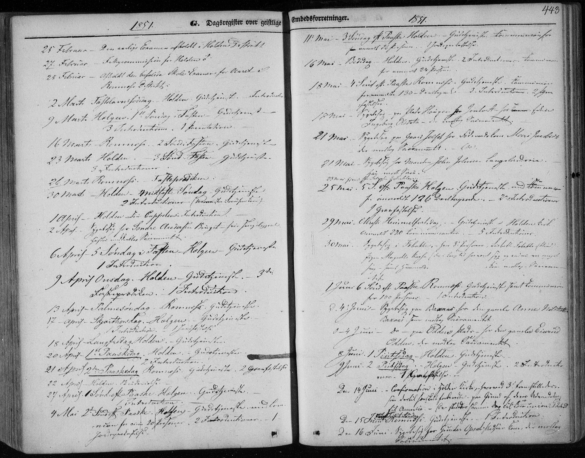 Holla kirkebøker, AV/SAKO-A-272/F/Fa/L0005: Parish register (official) no. 5, 1849-1860, p. 443