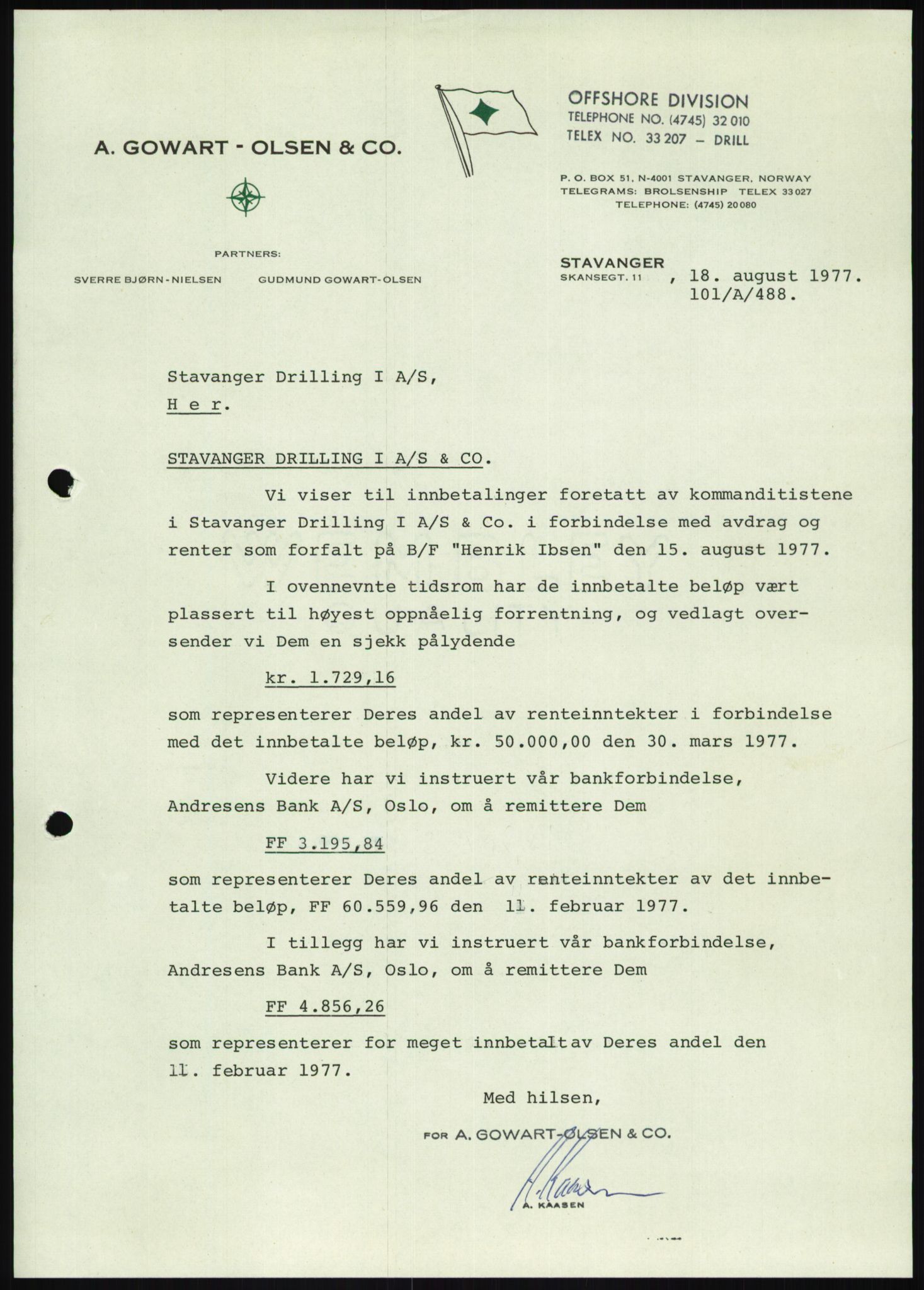 Pa 1503 - Stavanger Drilling AS, AV/SAST-A-101906/D/L0006: Korrespondanse og saksdokumenter, 1974-1984, p. 1190