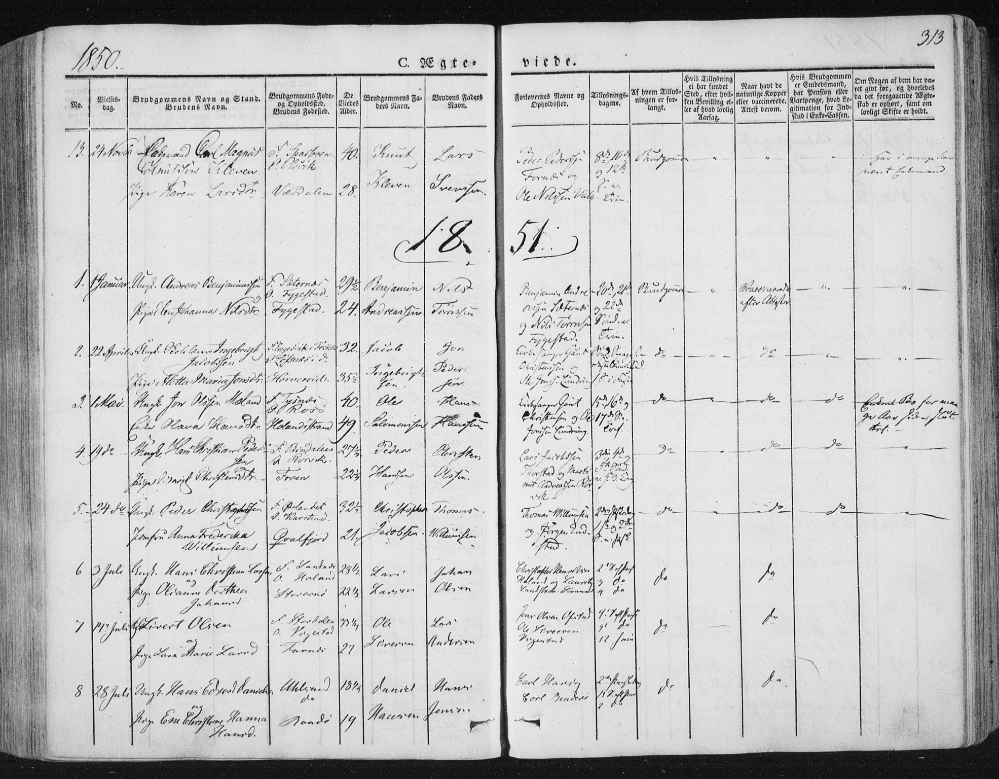 Ministerialprotokoller, klokkerbøker og fødselsregistre - Nord-Trøndelag, SAT/A-1458/784/L0669: Parish register (official) no. 784A04, 1829-1859, p. 313