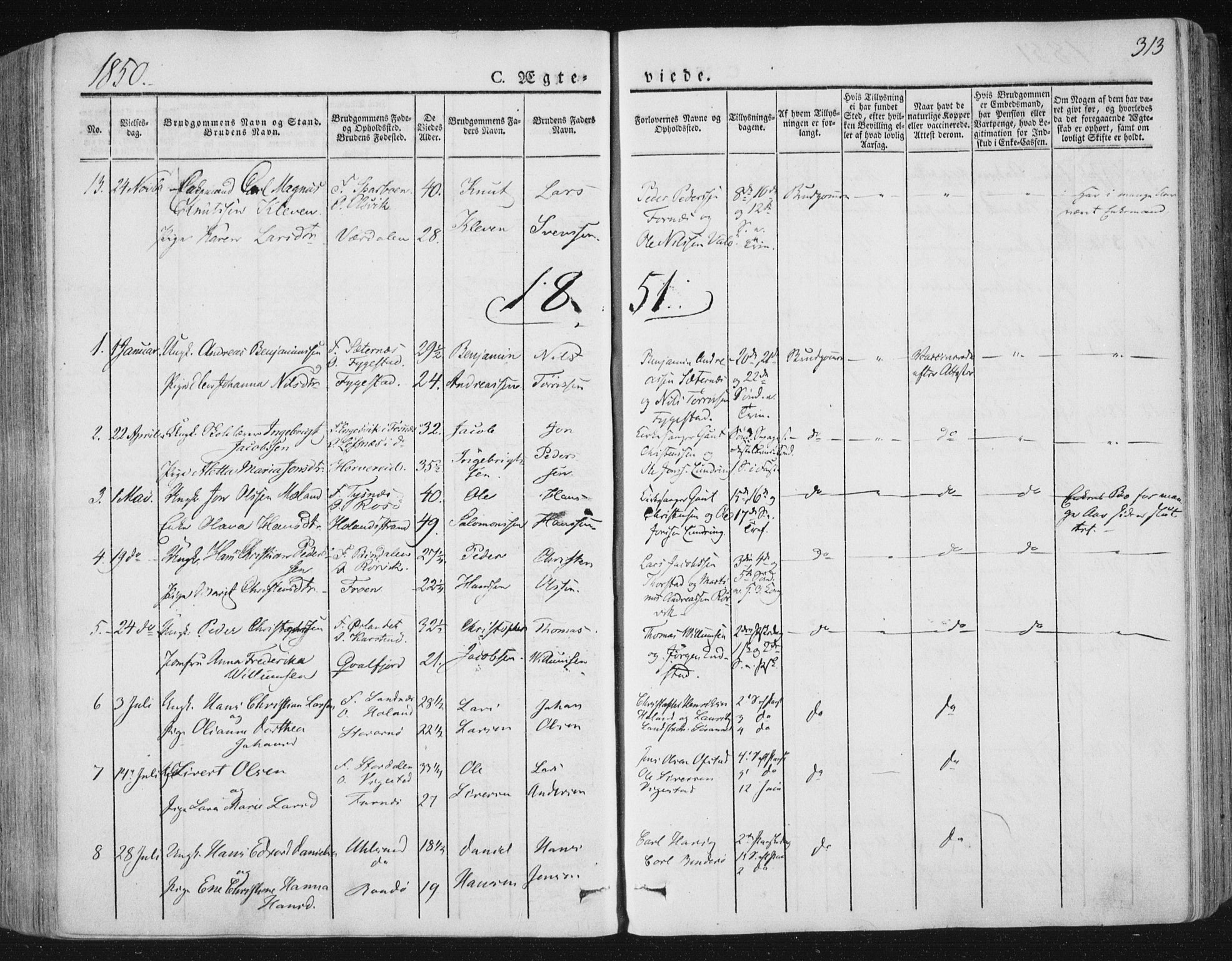 Ministerialprotokoller, klokkerbøker og fødselsregistre - Nord-Trøndelag, AV/SAT-A-1458/784/L0669: Parish register (official) no. 784A04, 1829-1859, p. 313