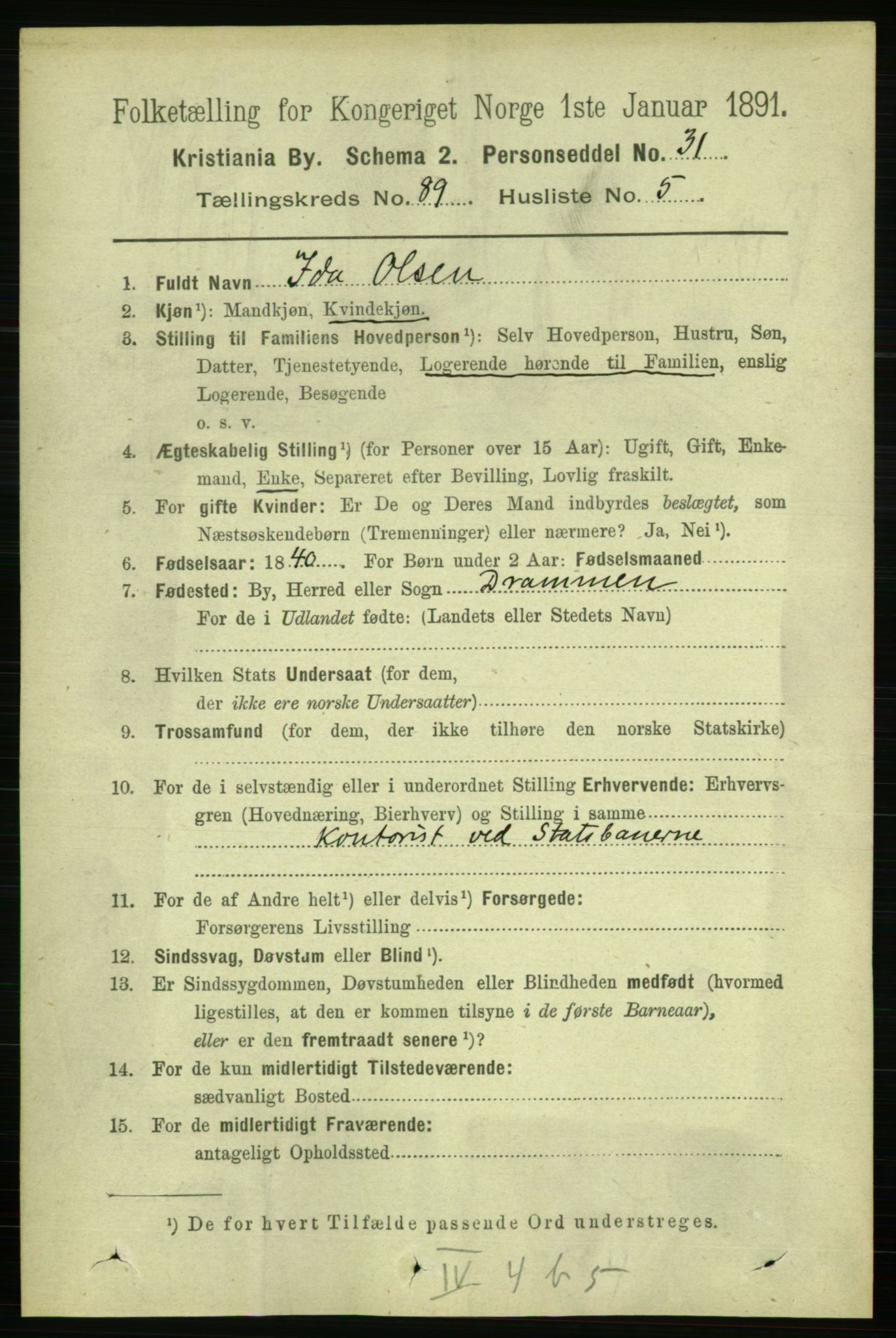 RA, 1891 census for 0301 Kristiania, 1891, p. 44131