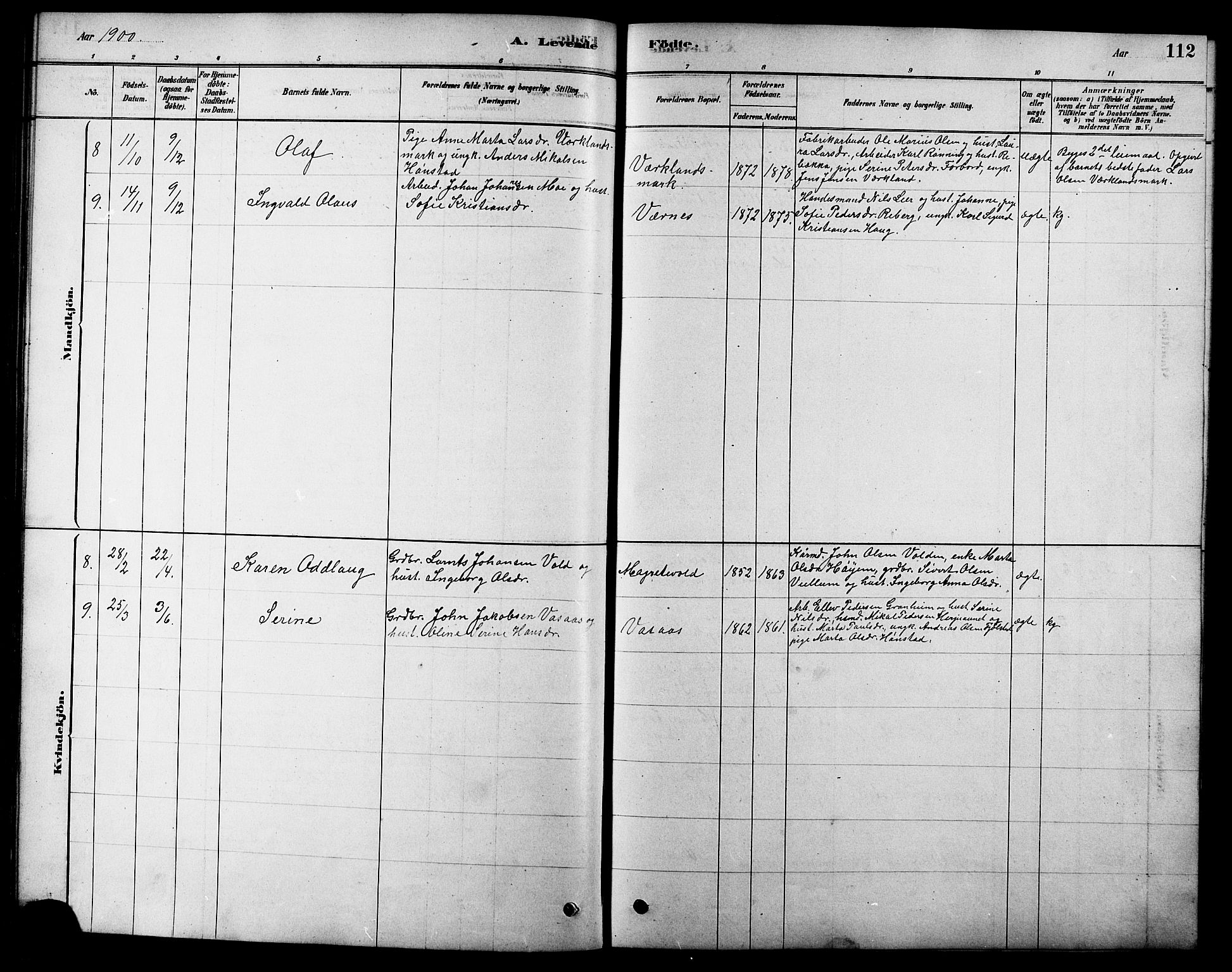 Ministerialprotokoller, klokkerbøker og fødselsregistre - Sør-Trøndelag, SAT/A-1456/616/L0423: Parish register (copy) no. 616C06, 1878-1903, p. 112