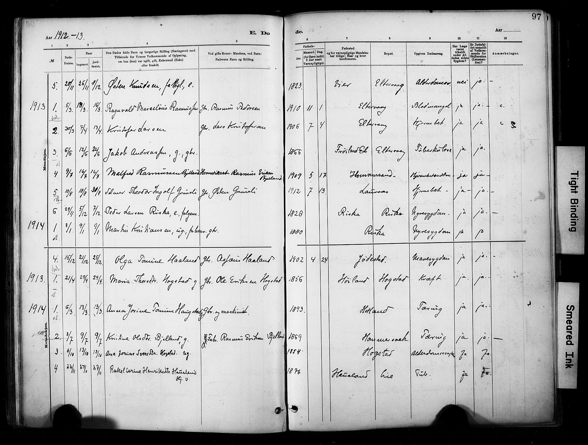 Hetland sokneprestkontor, SAST/A-101826/30/30BA/L0010: Parish register (official) no. A 10, 1882-1925, p. 97