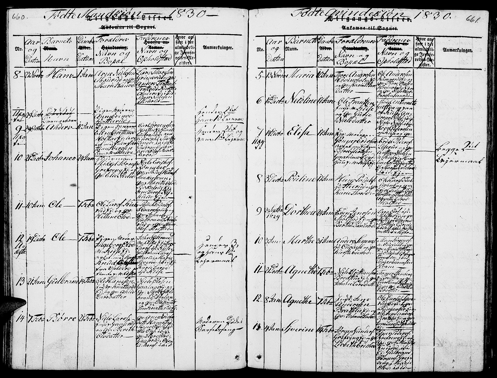 Nes prestekontor, Hedmark, SAH/PREST-020/L/La/L0003: Parish register (copy) no. 3, 1814-1831, p. 660-661
