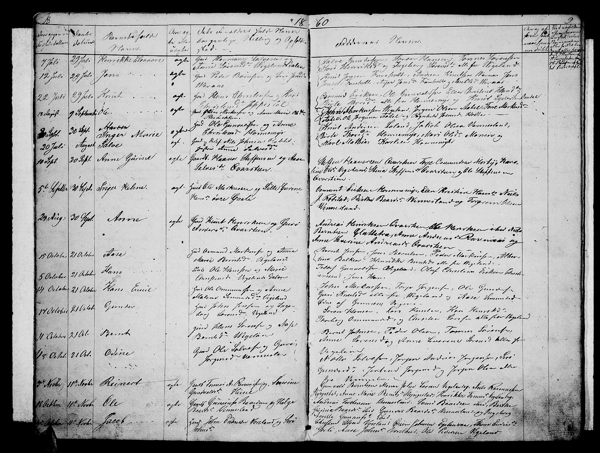 Vennesla sokneprestkontor, SAK/1111-0045/Fb/Fbb/L0002: Parish register (copy) no. B 2, 1859-1879, p. 8-9