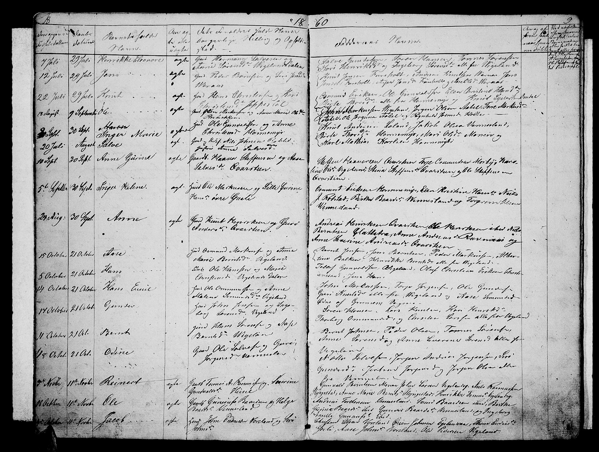 Vennesla sokneprestkontor, AV/SAK-1111-0045/Fb/Fbb/L0002: Parish register (copy) no. B 2, 1859-1879, p. 8-9