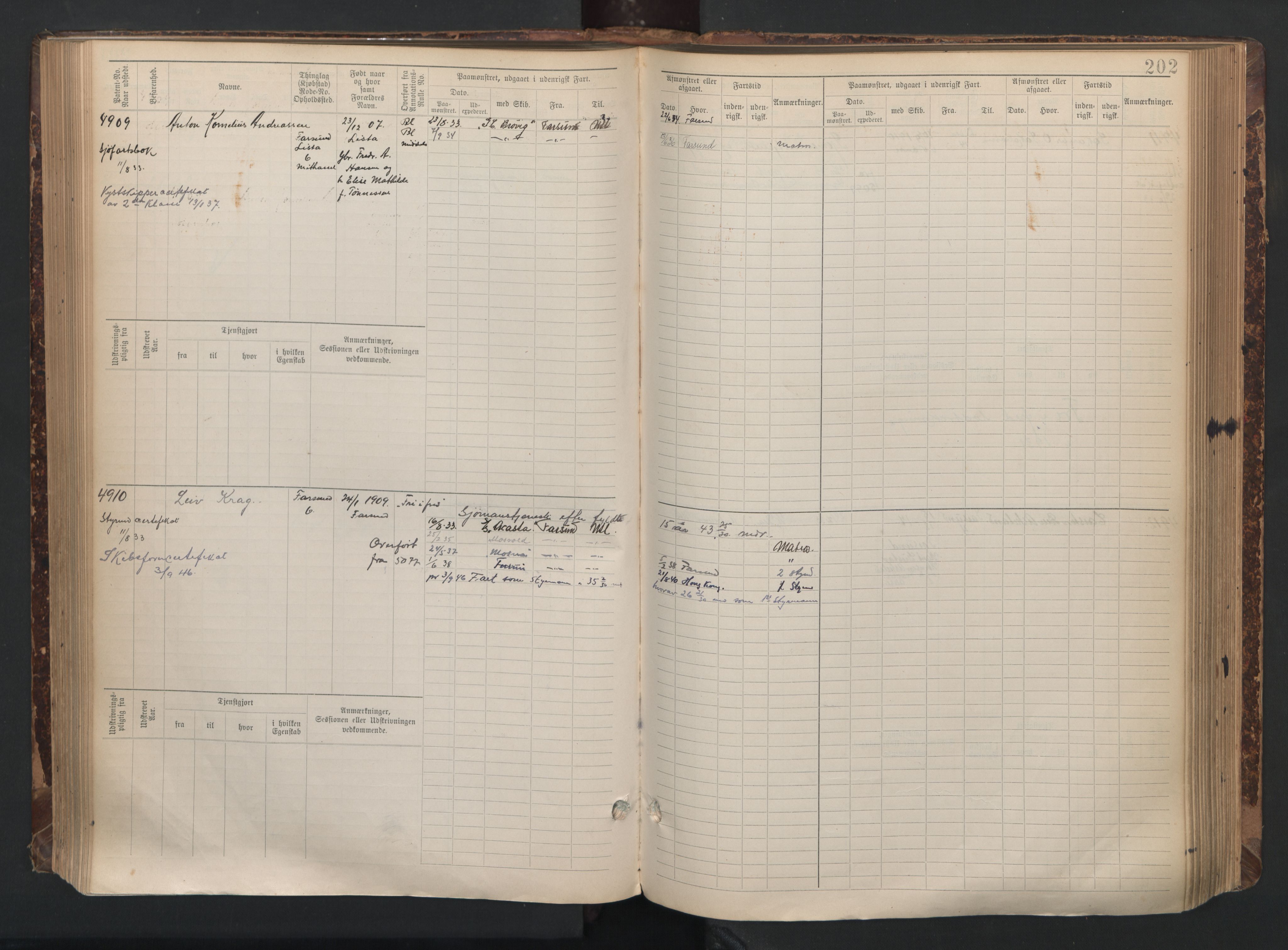 Farsund mønstringskrets, AV/SAK-2031-0017/F/Fb/L0021: Hovedrulle nr 4507-5268, Z-13, 1900-1948, p. 213