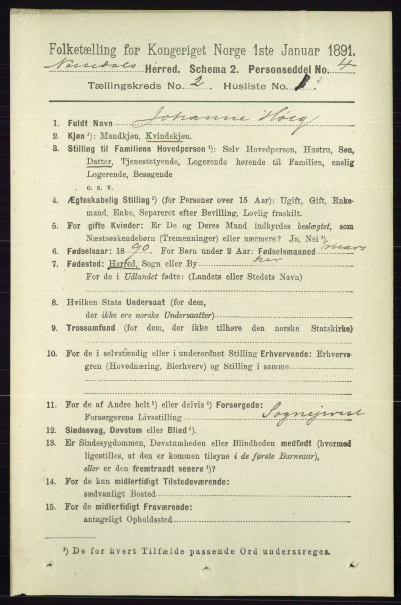 RA, 1891 census for 0830 Nissedal, 1891, p. 342