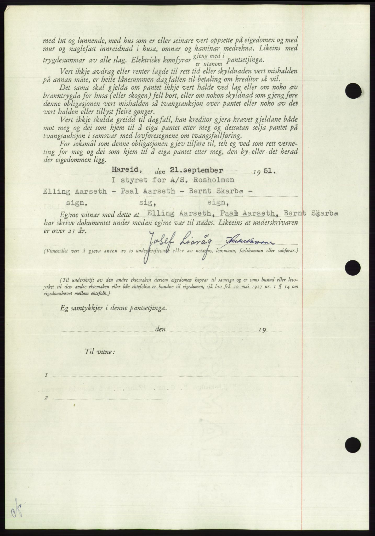 Søre Sunnmøre sorenskriveri, AV/SAT-A-4122/1/2/2C/L0120: Mortgage book no. 8B, 1951-1951, Diary no: : 1859/1951